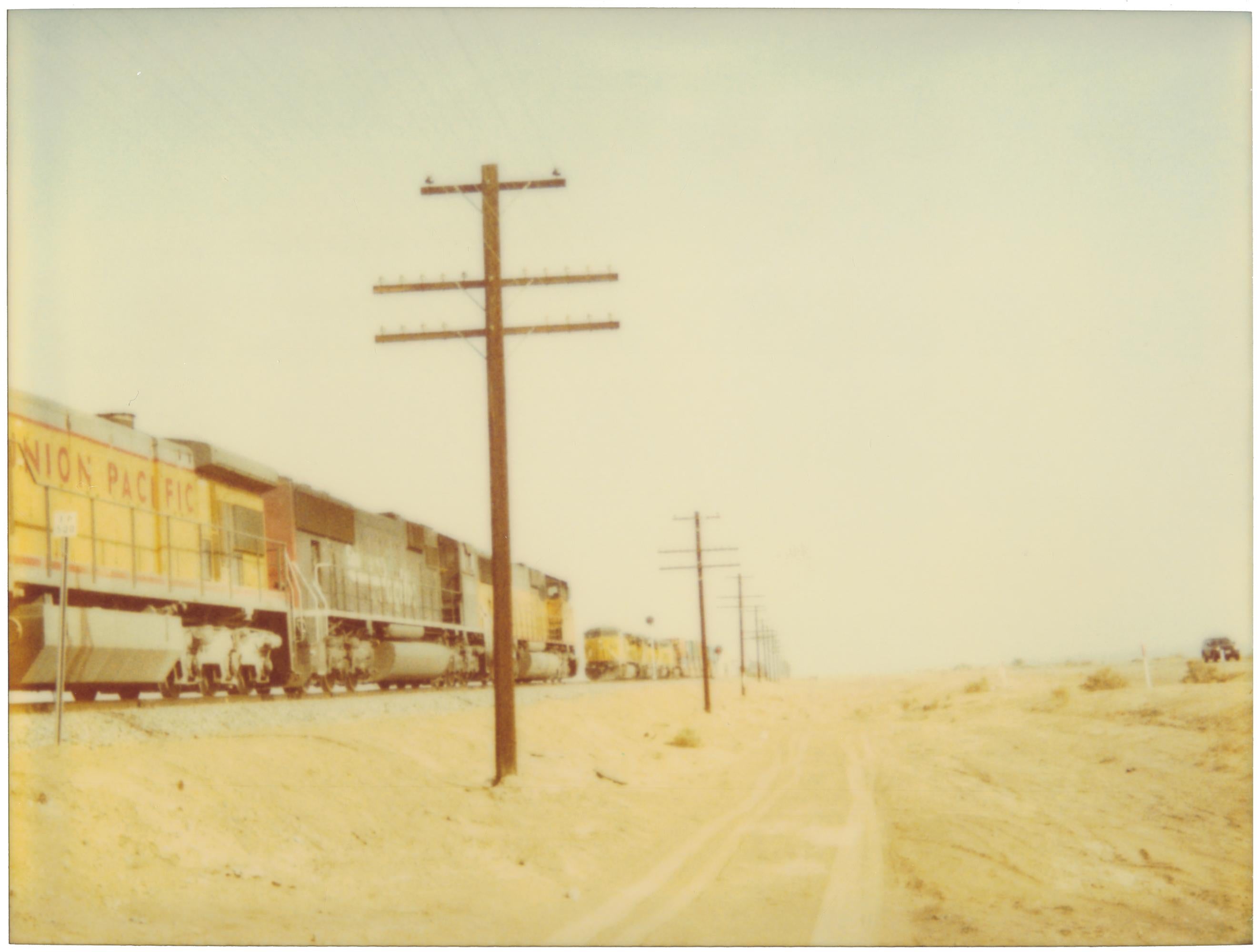 Stefanie Schneider Color Photograph - Facing Trains (Stranger than Paradise) - Landscape, Polaroid, analog