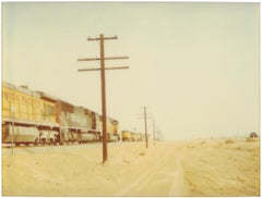 Facing Trains (Stranger than Paradise) – Landschaft, Polaroid, analog