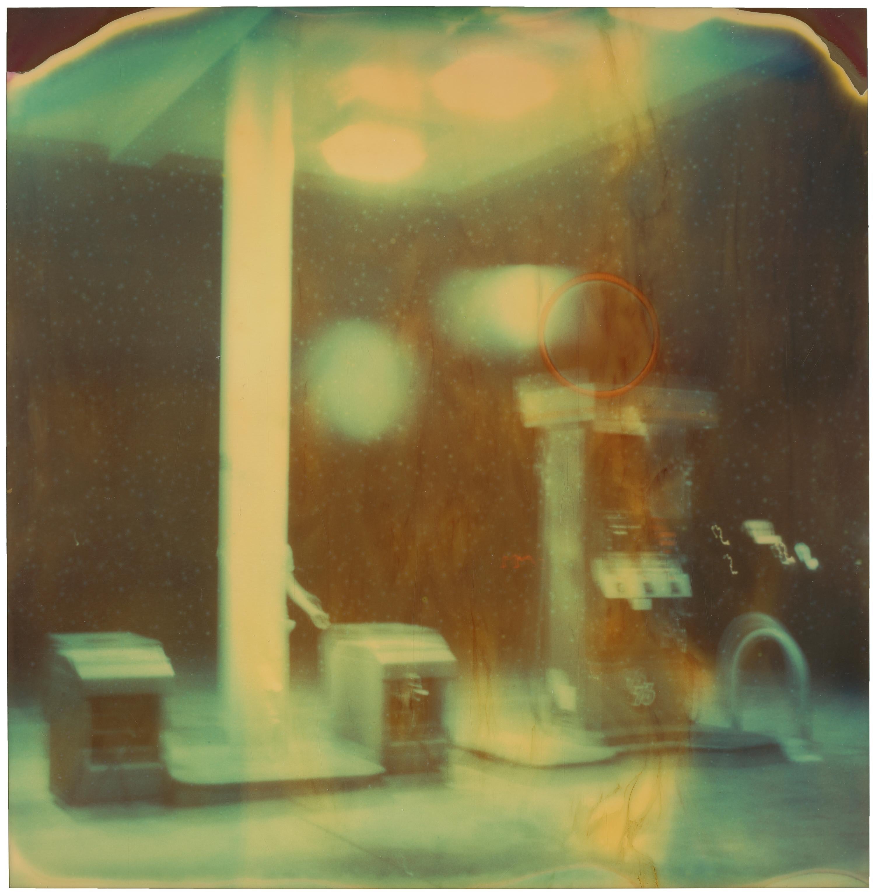 Gasstation at Night  (Stranger than Paradise) - 4 pieces, analog, mounted - Contemporary Photograph by Stefanie Schneider