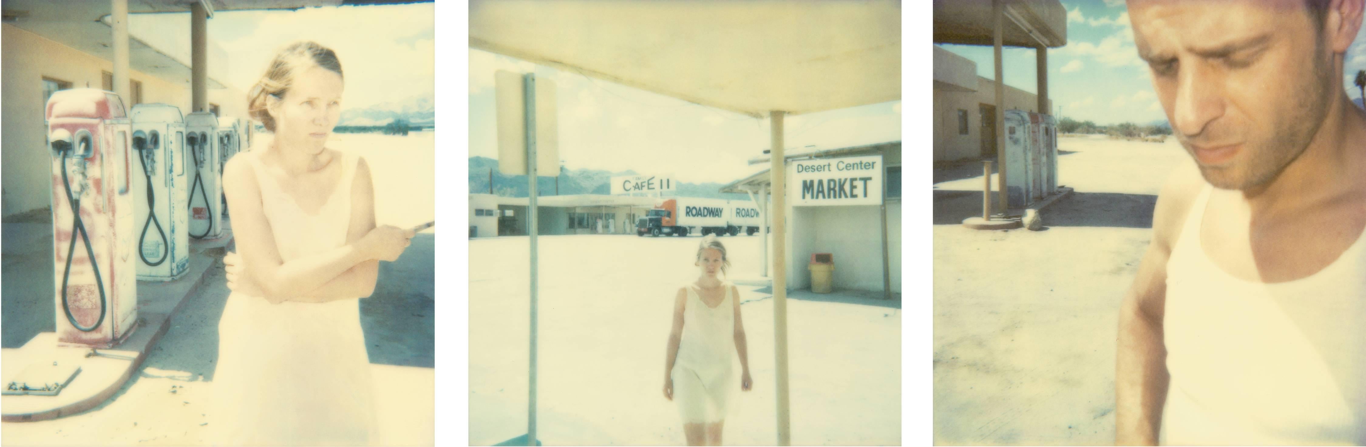 Stefanie Schneider Landscape Photograph - Gasstation (triptych) - analog, Polaroid, Contemporary, 21st Century, Color