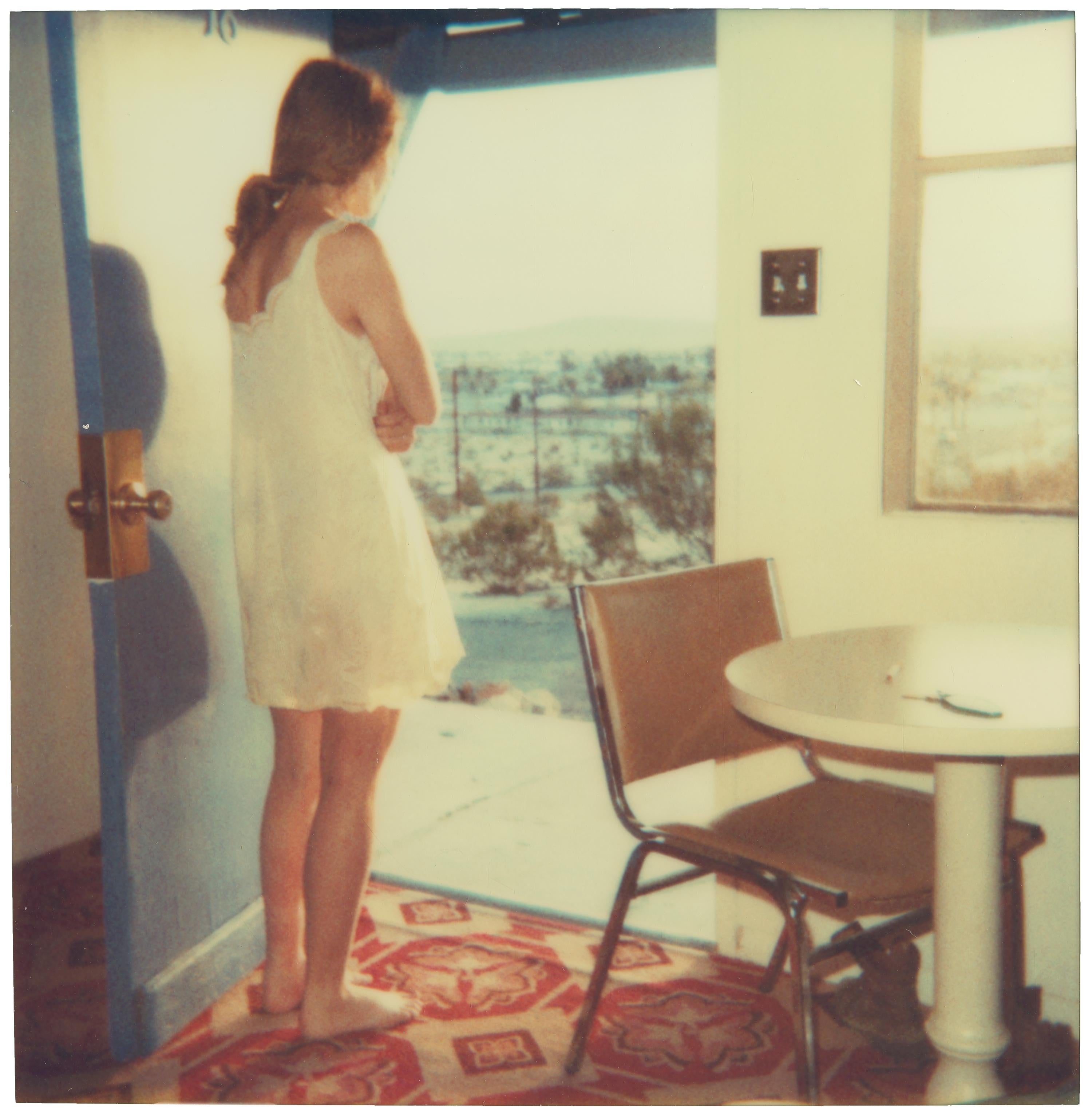 Hillview Motel (Last Picture Show) - analog, vintage, based on 3 Polaroids - Brown Color Photograph by Stefanie Schneider