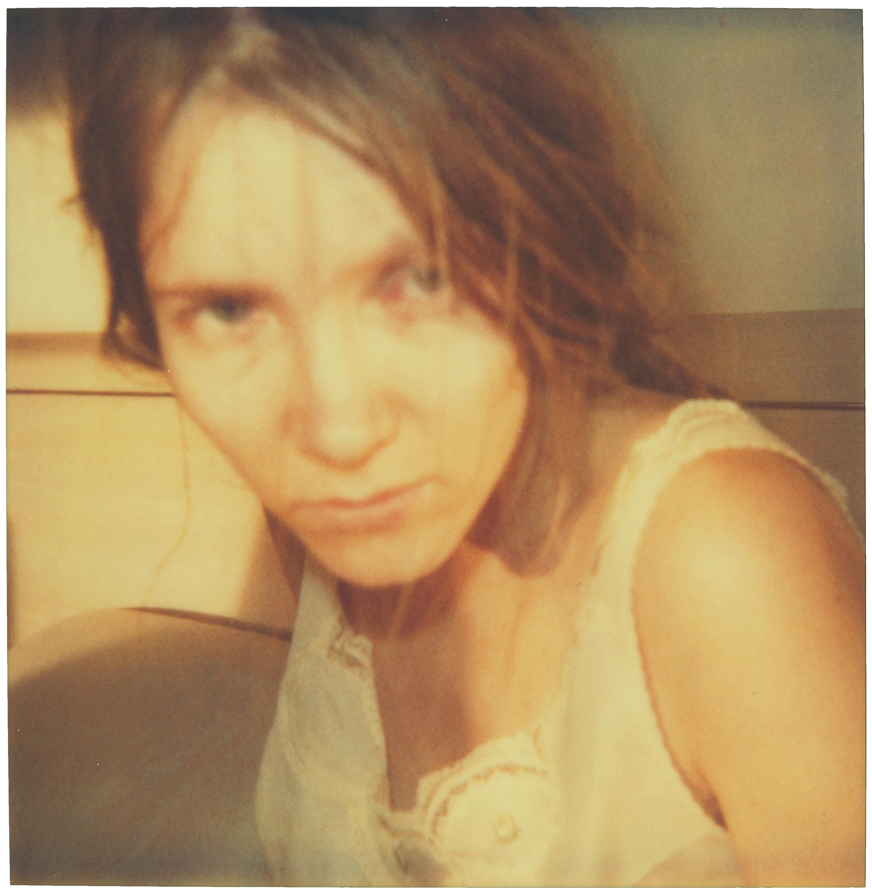 Hillview Motel (Last Picture Show) - analog, mounted, based on 3 Polaroids - Brown Color Photograph by Stefanie Schneider