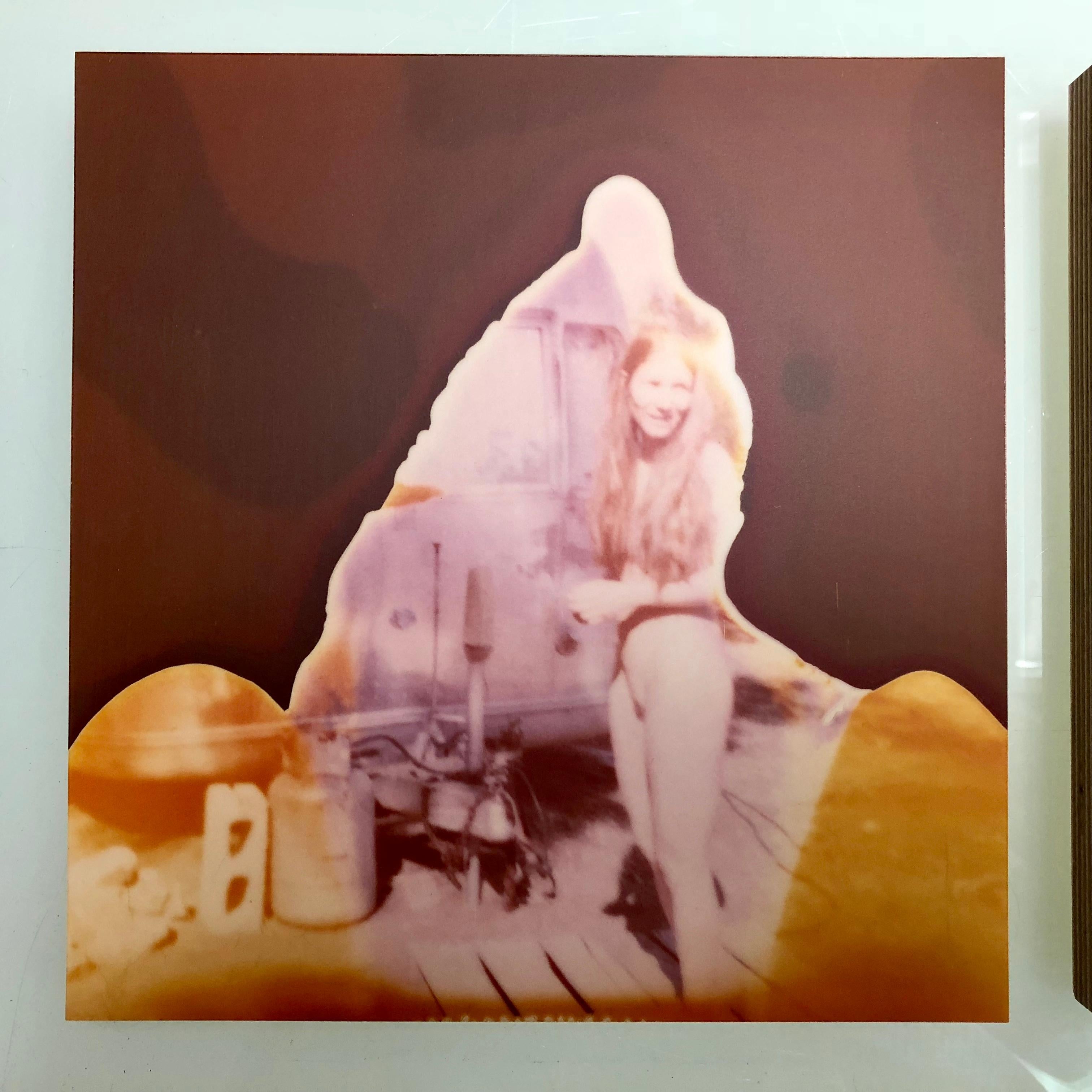 In front of Trailer (Sidewinder), diptych - Polaroid, Nude, Contemporary, Analog - Brown Color Photograph by Stefanie Schneider