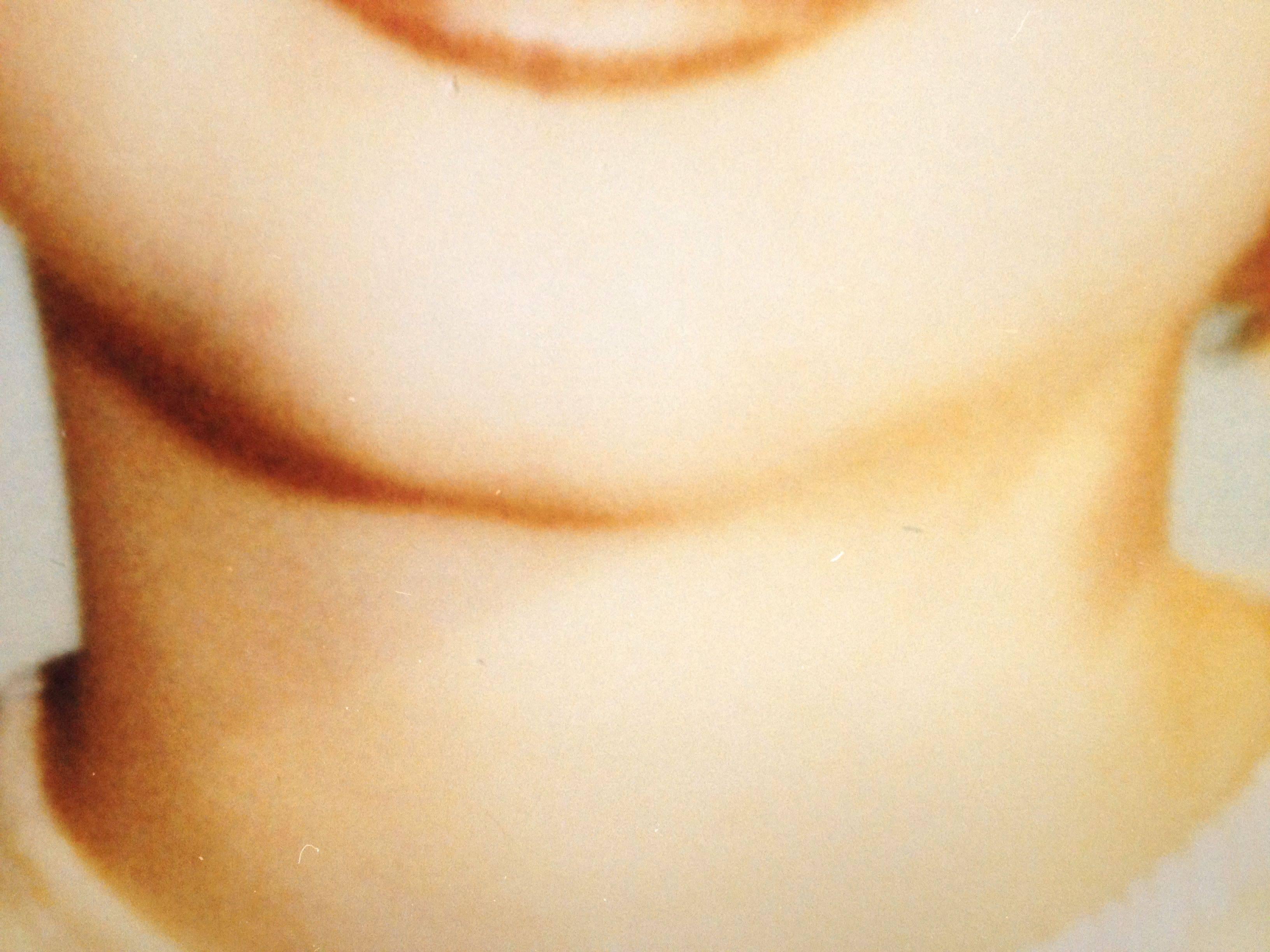 Kirsten Red Lips (California Blue Screen) - analog - Brown Portrait Photograph by Stefanie Schneider