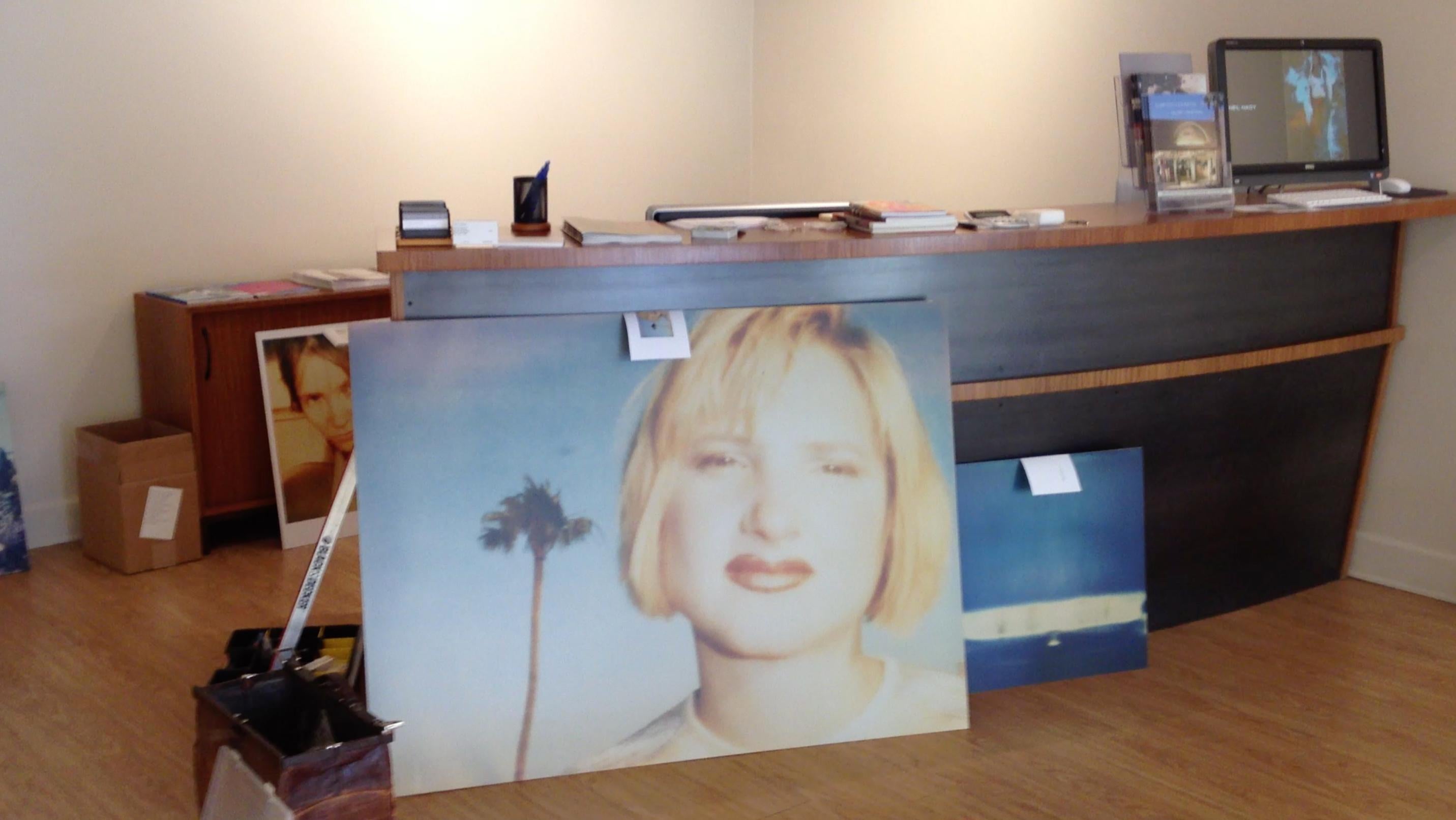 Kirsten Red Lips (California Blue Screen) - mounted, analog - Outsider Art Photograph by Stefanie Schneider