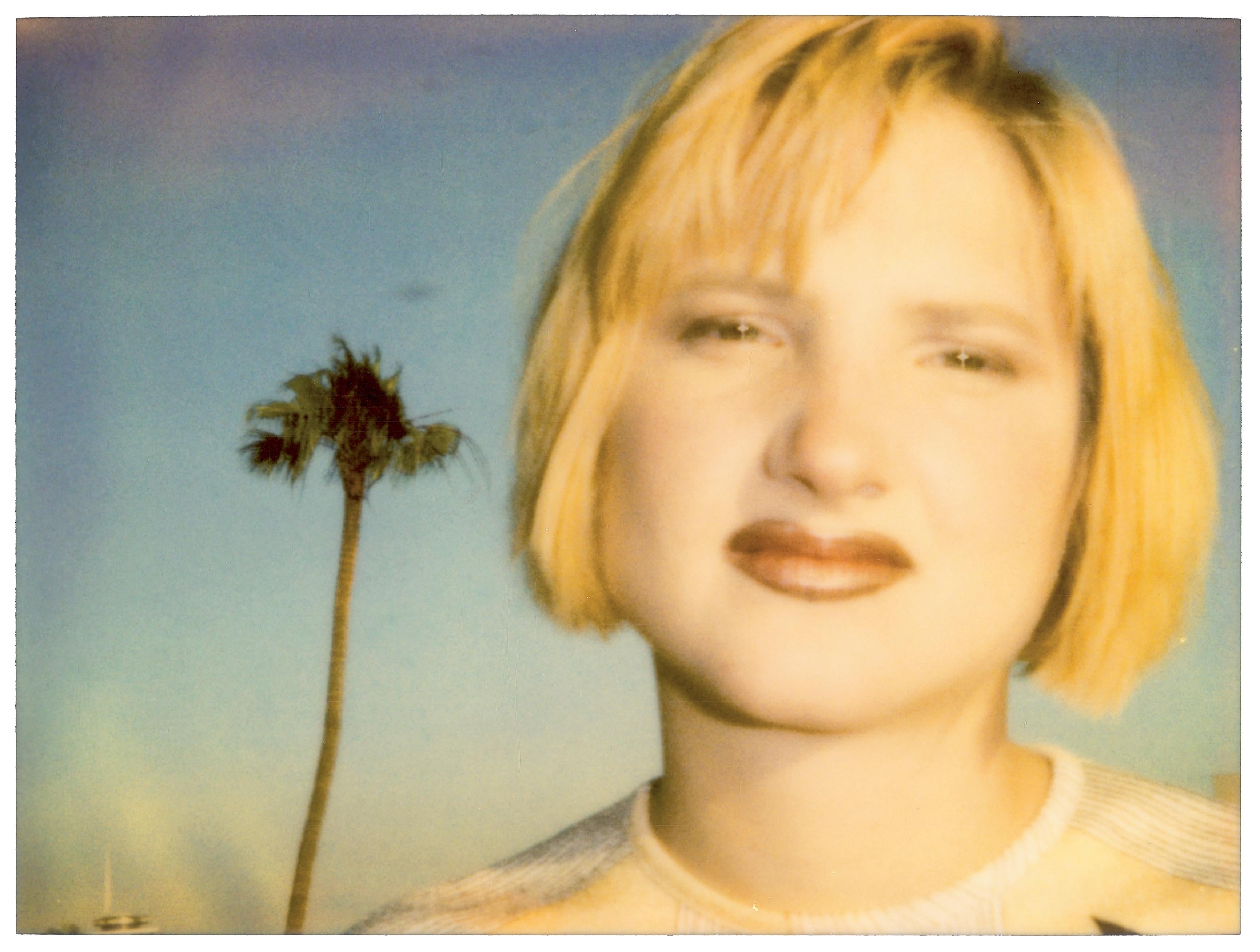 Stefanie Schneider Portrait Photograph - Kirsten Red Lips (California Blue Screen) - mounted, analog