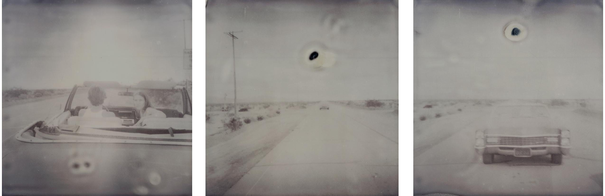 Stefanie Schneider Black and White Photograph - Leaving (Sidewinder), triptych - analog, vintage hand-print, mounted