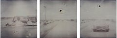 Leaving (Sidewinder), triptych - analog, Used hand-print, mounted