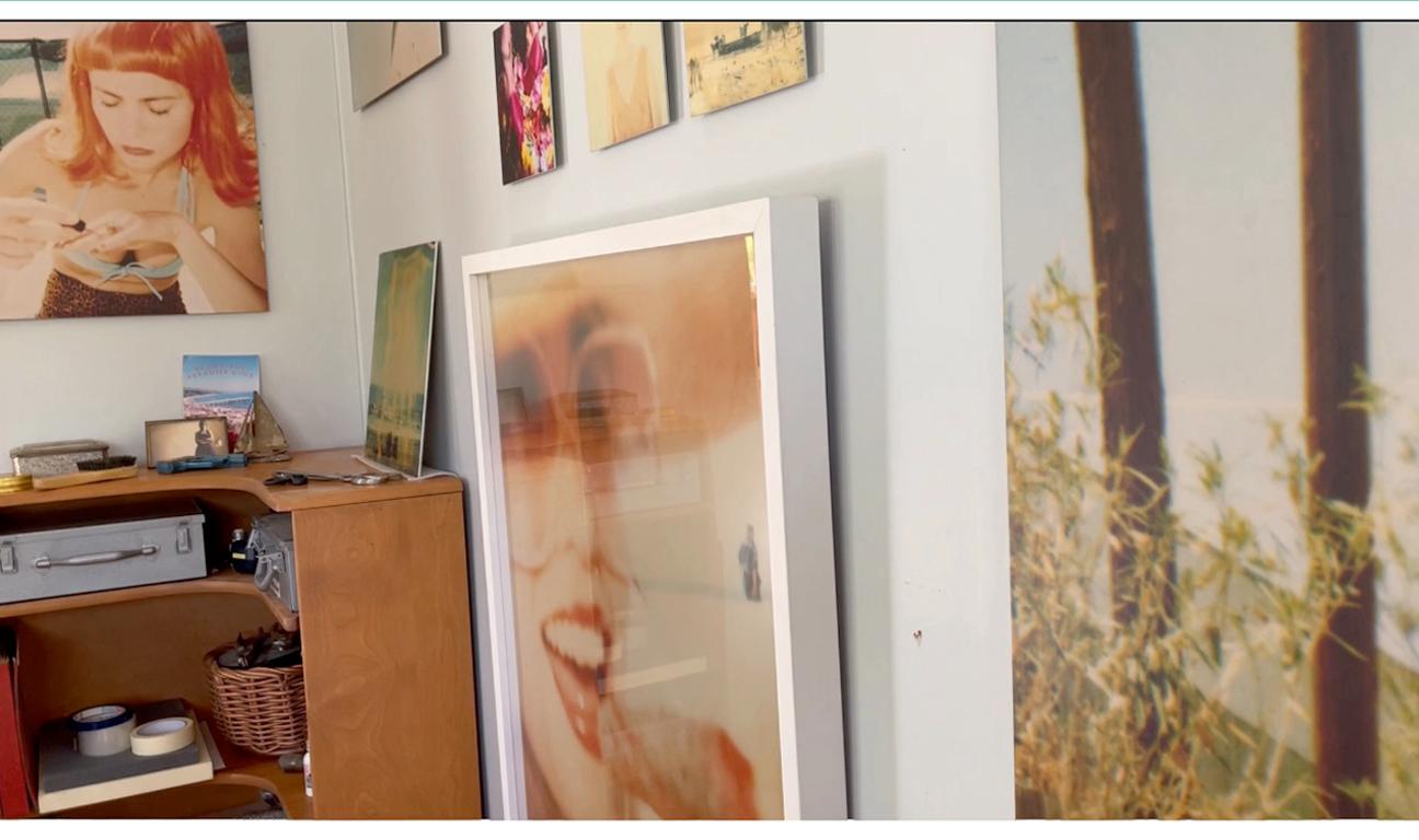 Lollipop I (Beachshoot) starring Radha Mitchell - framed, analog, Polaroid - Contemporary Photograph by Stefanie Schneider