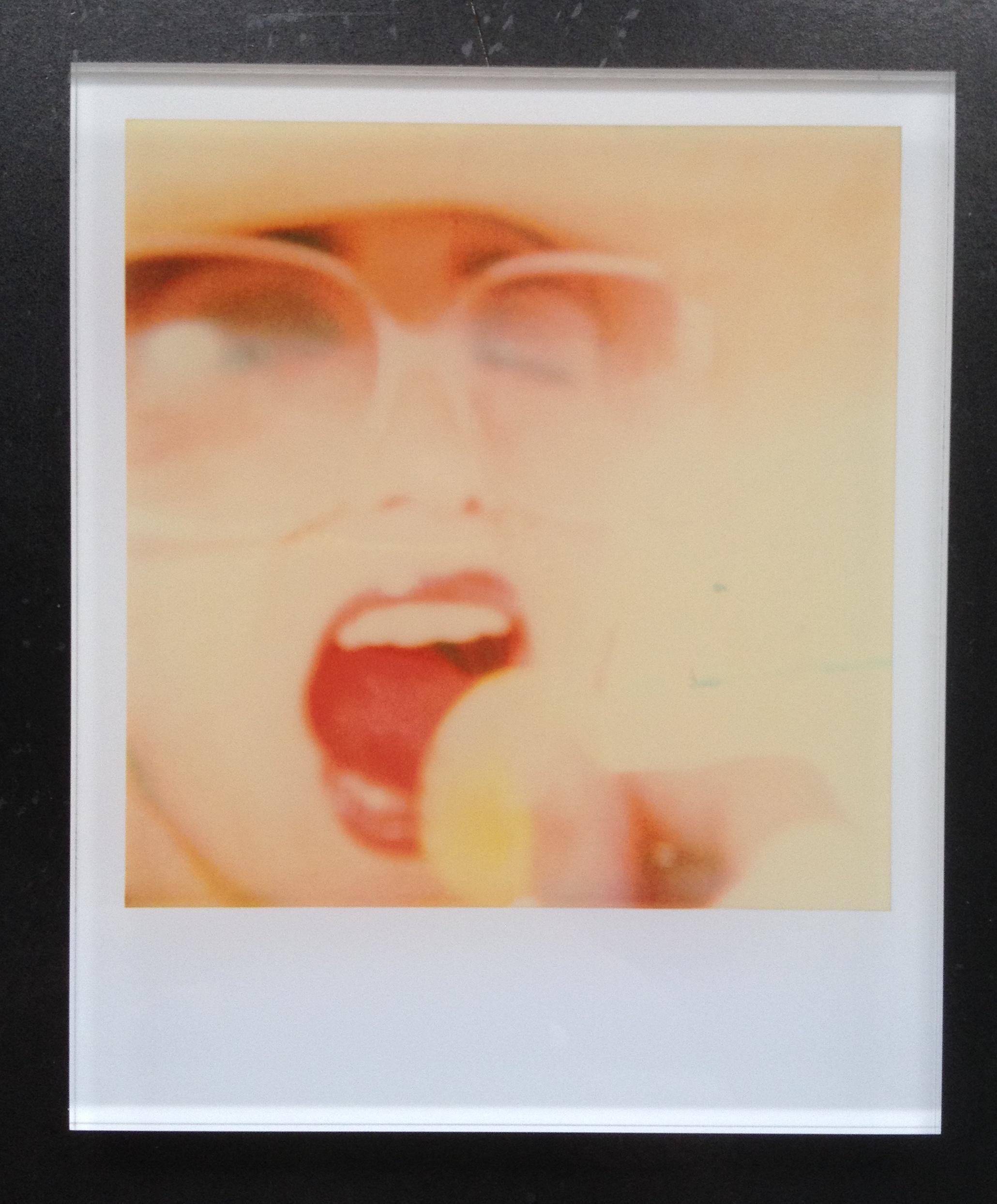 Stefanie Schneider Portrait Photograph - Lollipop Mini - mounted - featuring Radha Mitchell, based on a Polaroid