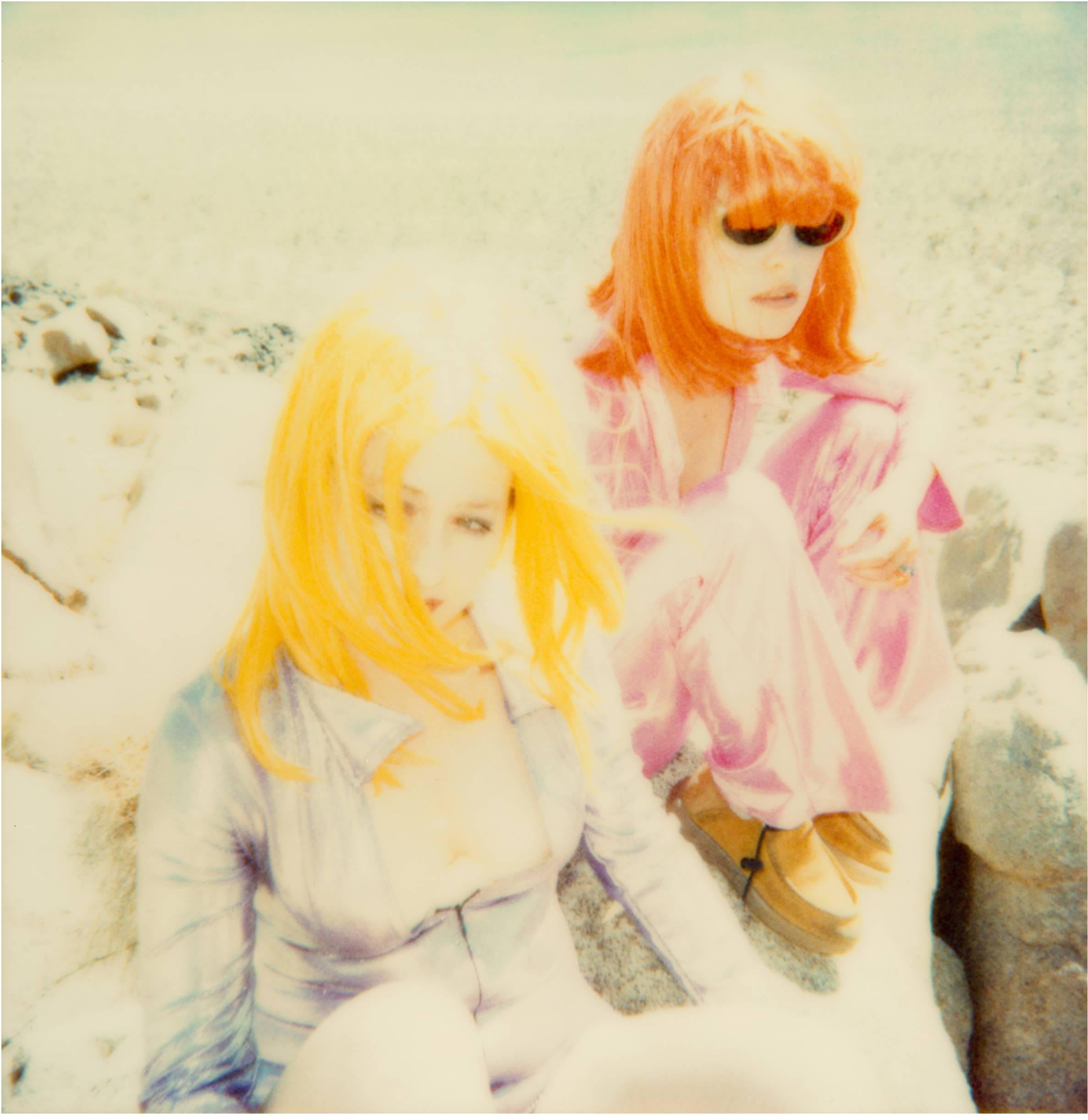 Stefanie Schneider Portrait Photograph - Max and Radha sitting on Rock (Long Way Home) - featuring Radha Mitchell, analog