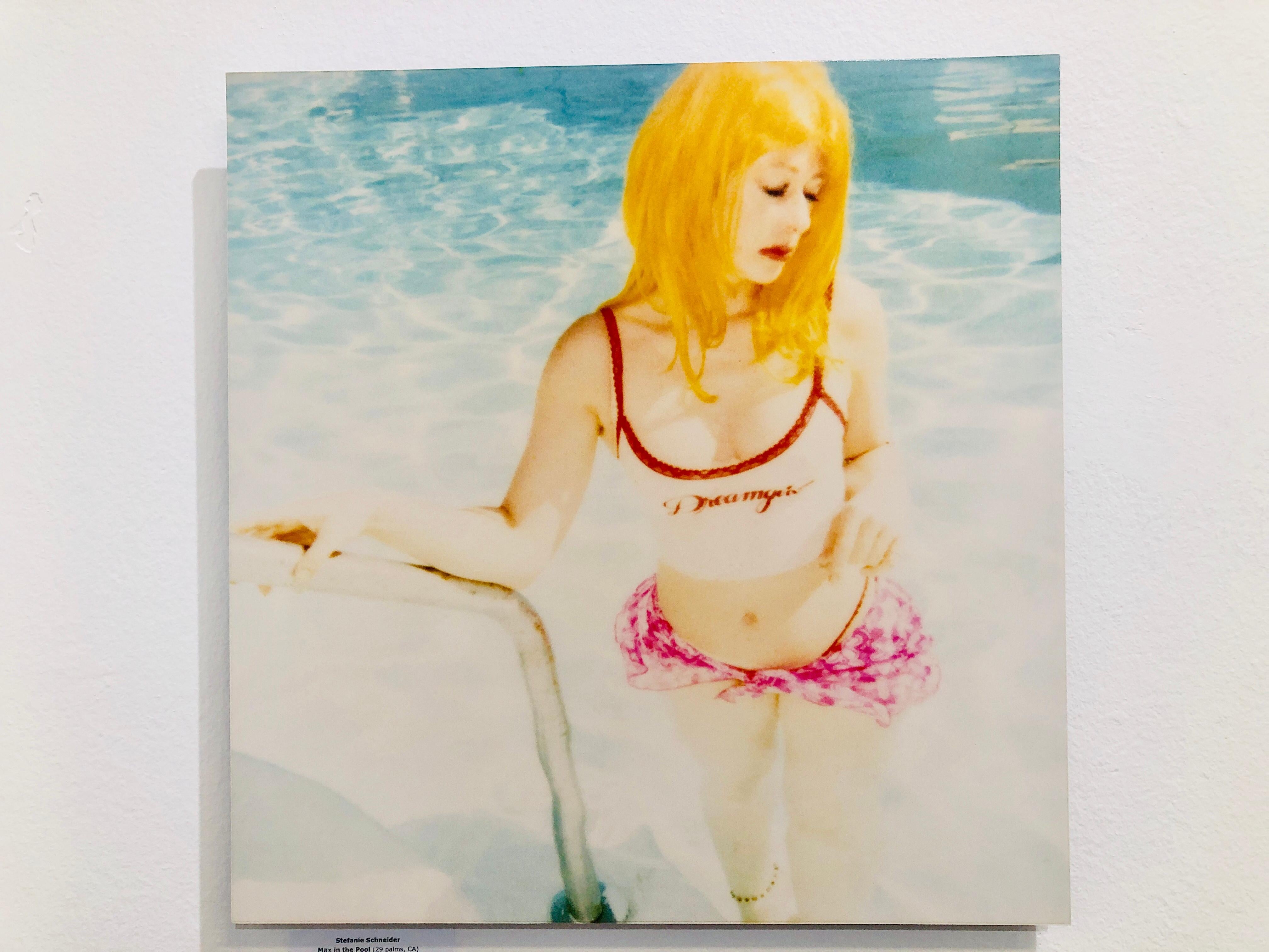 Max in Pool - Contemporary, Landscape, Figurative, expired, Polaroid, analog - Beige Color Photograph by Stefanie Schneider