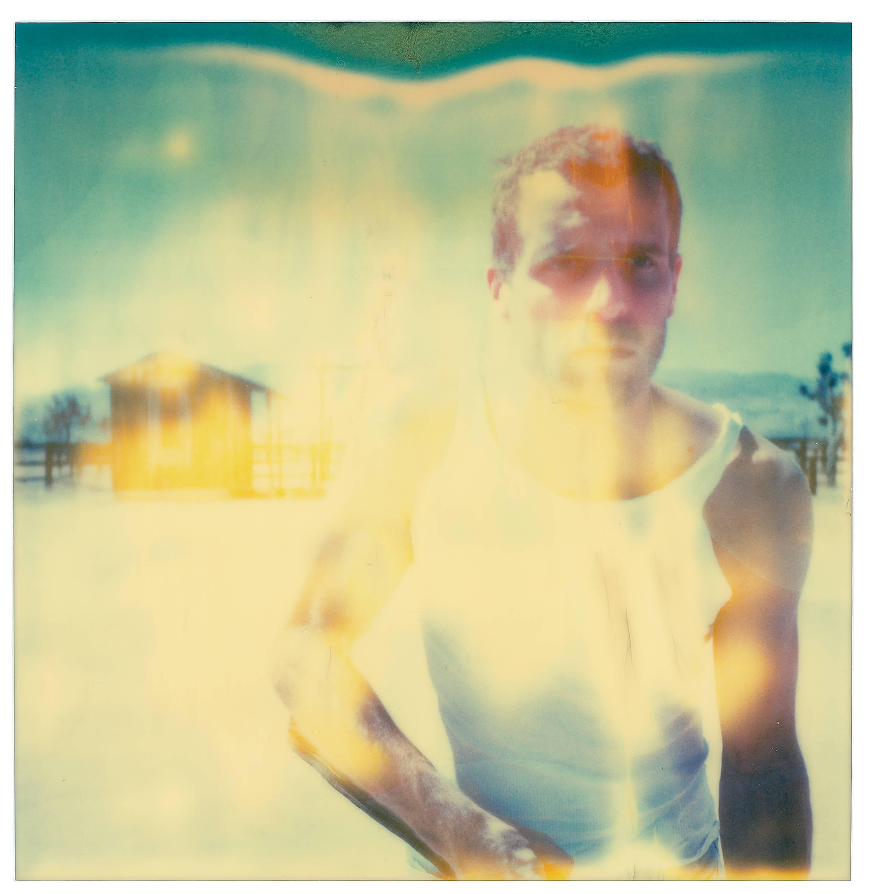 Ok Corral (Stranger than Paradise), triptych, analog, 58x56cm each - Polaroid - Beige Landscape Photograph by Stefanie Schneider