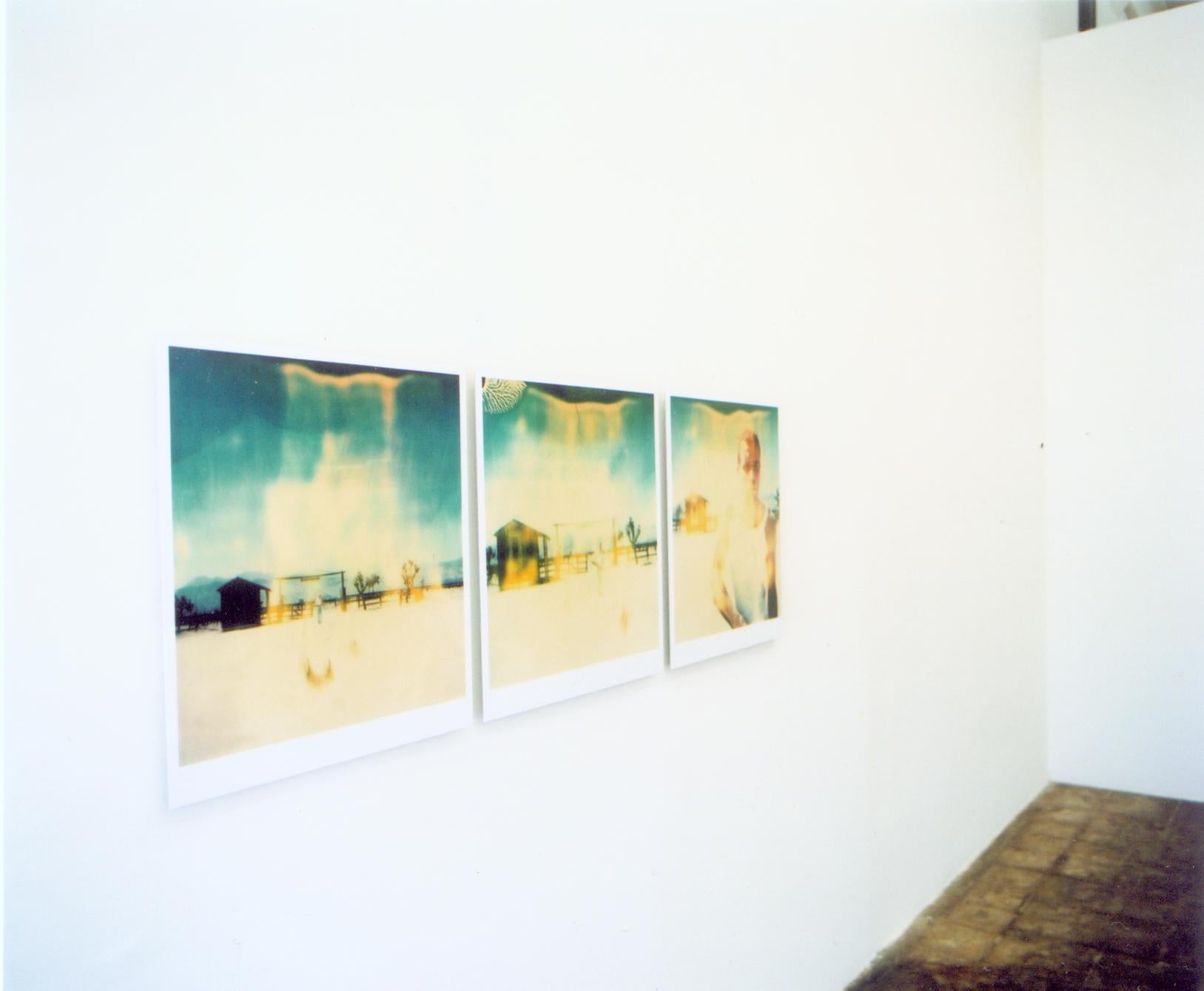 OK Corral (Stranger than Paradise), triptych - 1999

Edition of 10, 
each 58 x 56 cm, together with gaps 58x185cm, 
3 analog C-Prints, hand-printed by the artist on Fuji Crystal Archive Paper, matte surface, 
based on the 3 Polaroids. 
Signature