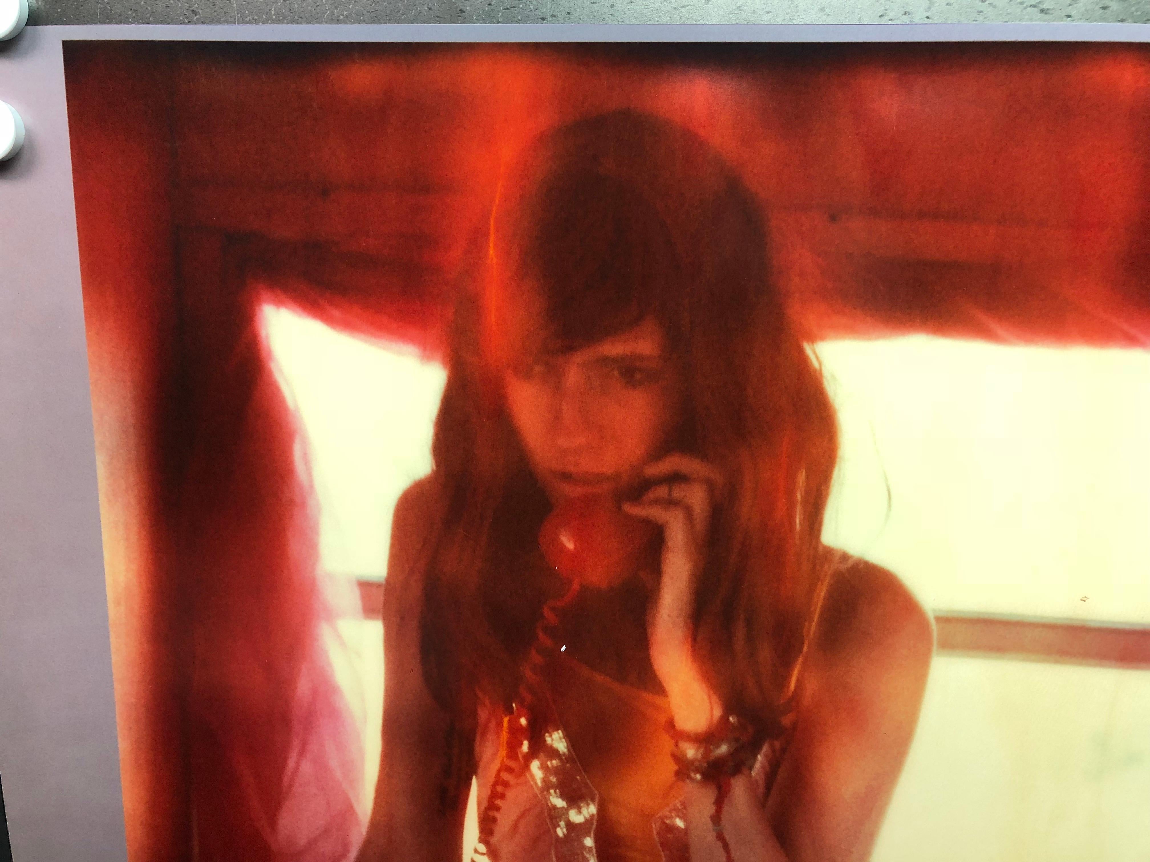 On Hold - The Girl behind the White Picket Fence (Braun), Figurative Photograph, von Stefanie Schneider