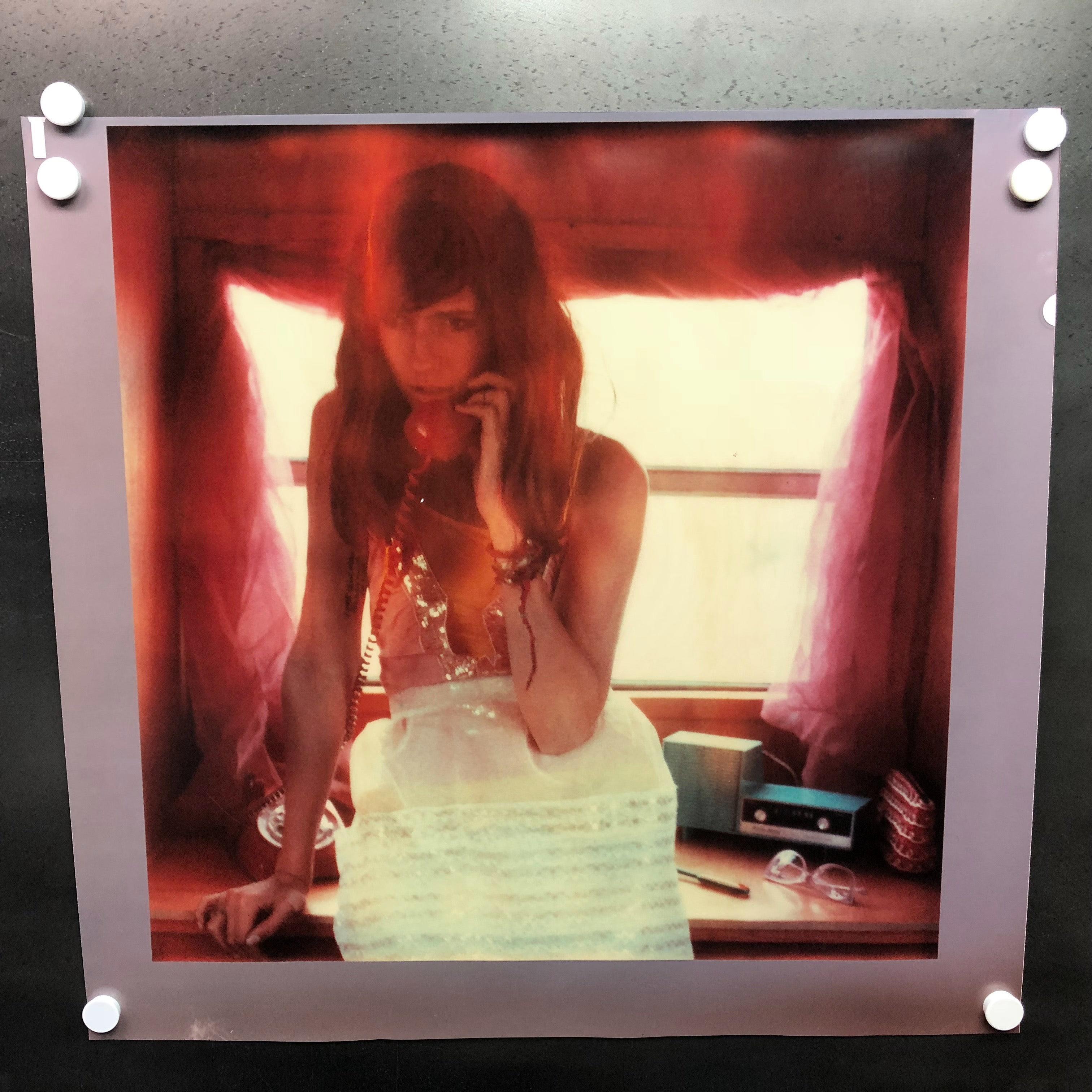 'On Hold'
(The Girl behind the White Picket Fence)
2013, 98x97cm, Edition 2/5, 
analog C-Print, hand-printed by the artist, based on a Polaroid
Certificate and Signature label
artist Inventory # 13438.02
not mounted.

featuring Heather Megan