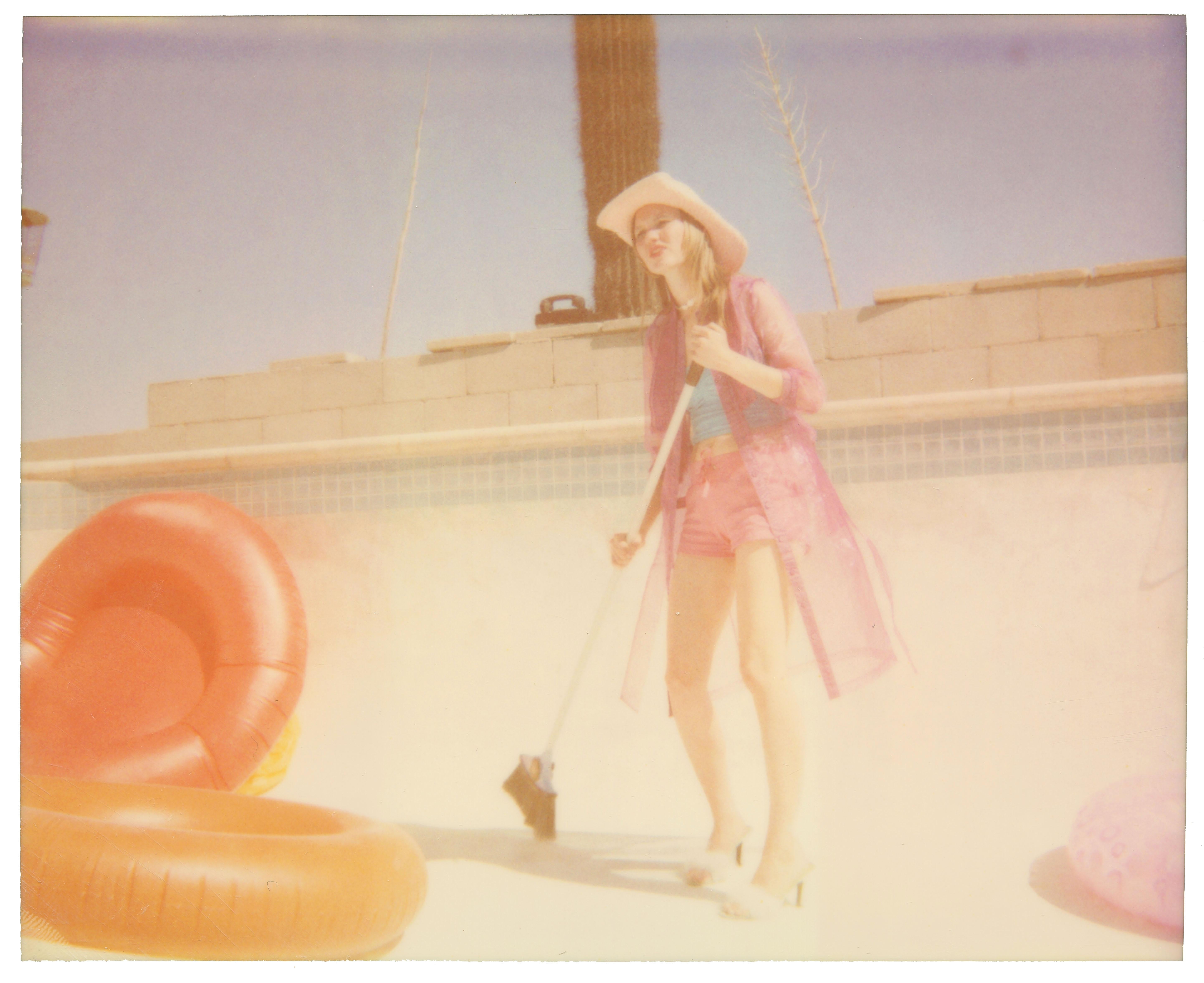 Stefanie Schneider Color Photograph - Pool Cleaning (Haley and the Birds) 