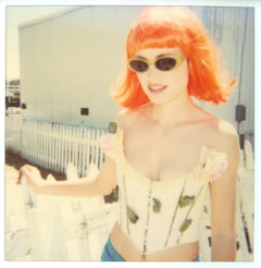 Radha at Fence - Contemporary, 21st Century, Polaroid, Figurative, Woman