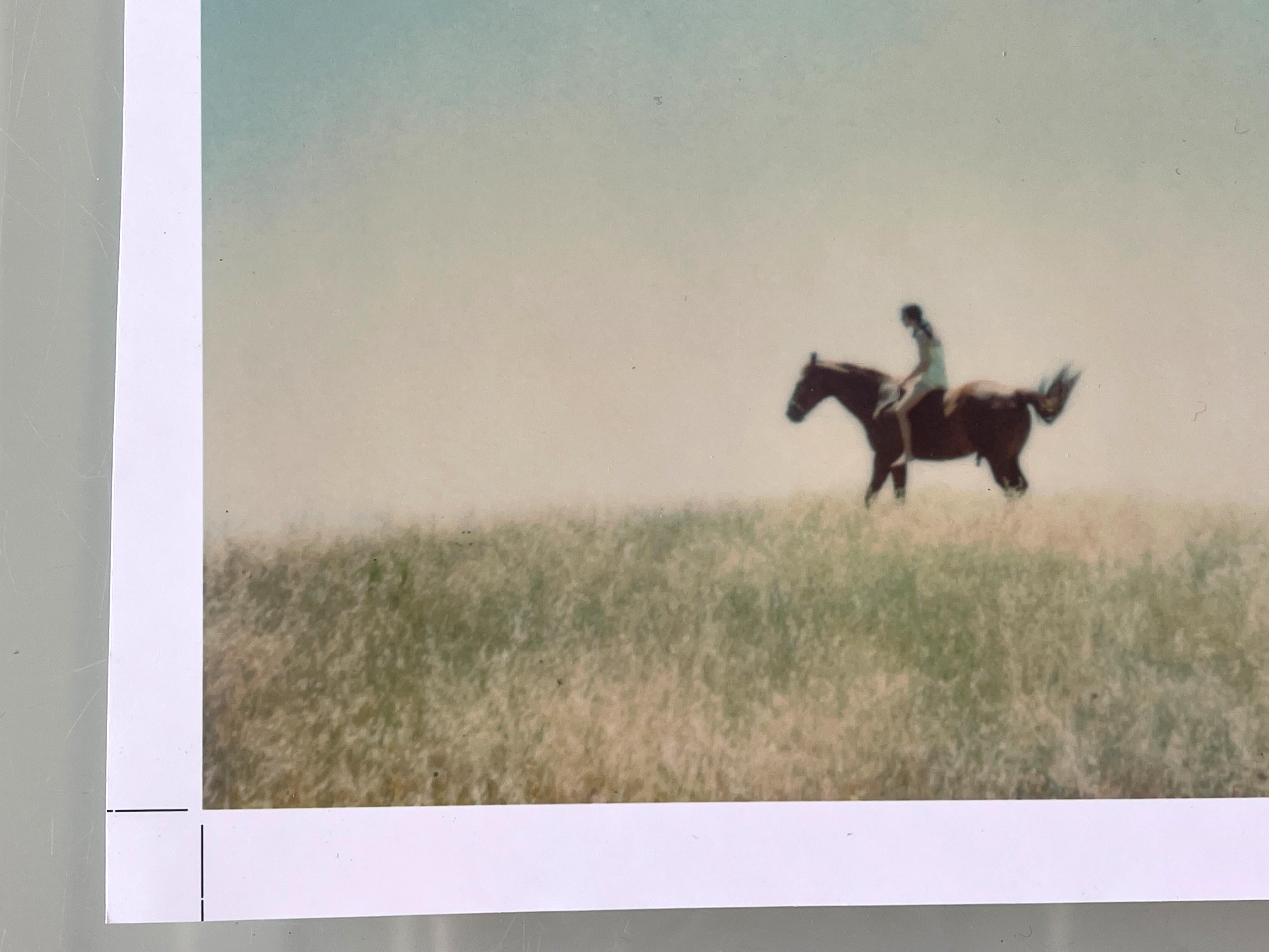Renée''s Dream (Days of Heaven), Nr. 7 - Zeitgenössisch, Polaroid, Pferd, Frauen (Grau), Landscape Photograph, von Stefanie Schneider