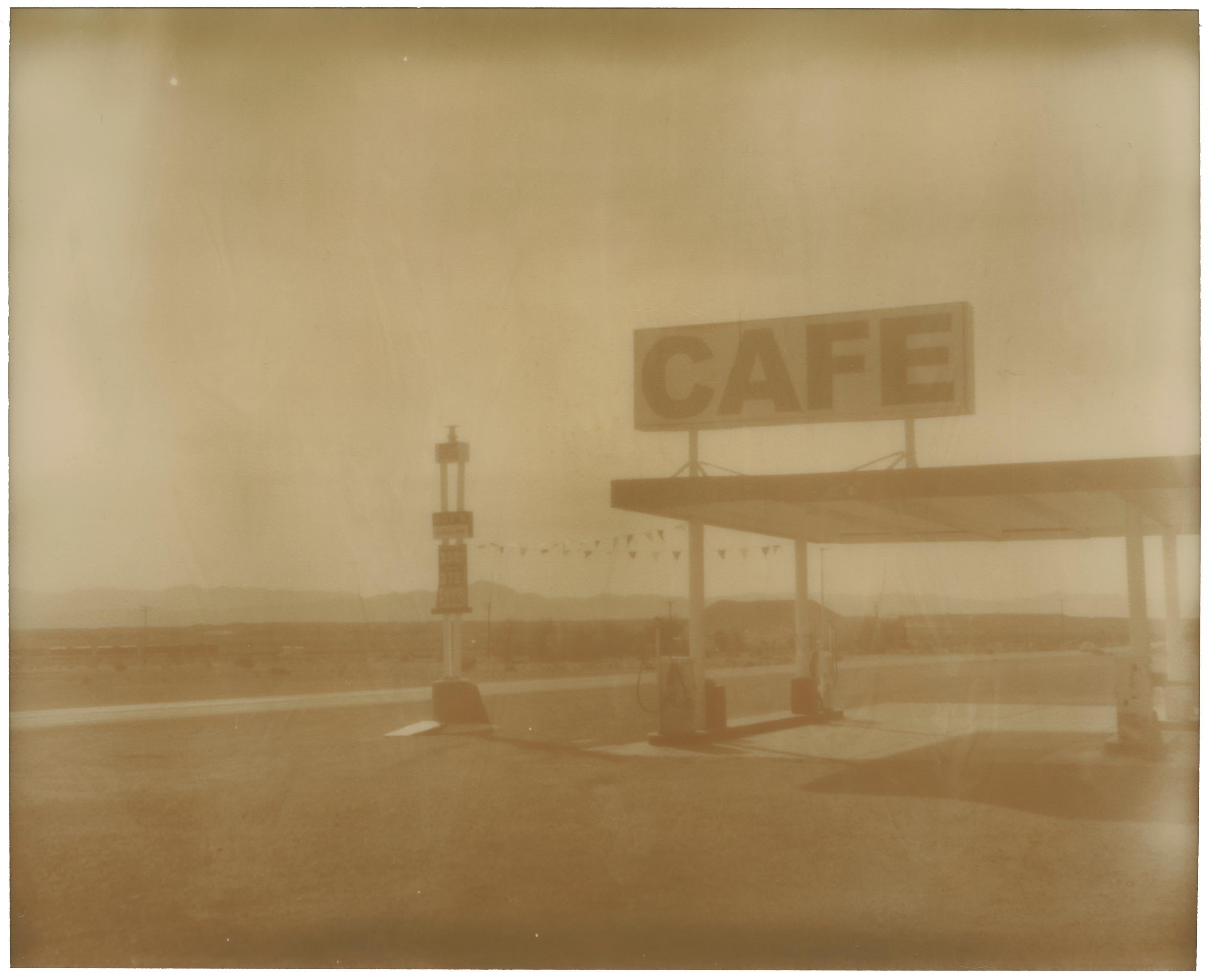 Stefanie Schneider Landscape Photograph - Roy's Cafe (California Badlands) - Contemporary, Polaroid, Landscape