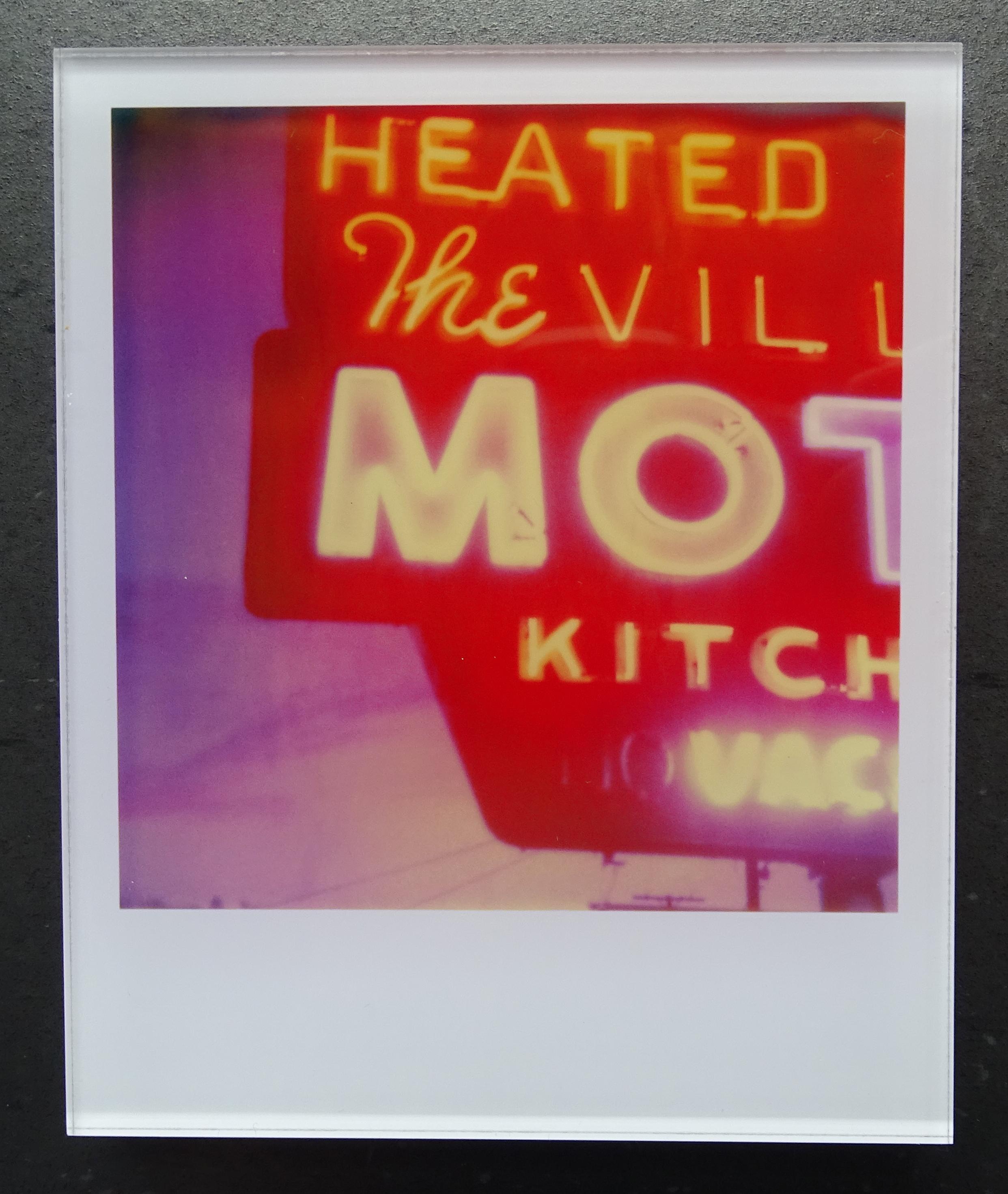 Stefanie Schneider's Minis
Village Motel Sunset (The last Picture Show), 2009

Signed and signature brand on verso.
Lambda digital Color Photographs based on a Polaroid.
Sandwiched in between Plexiglass (thickness 0.7cm)

Polaroid sized open