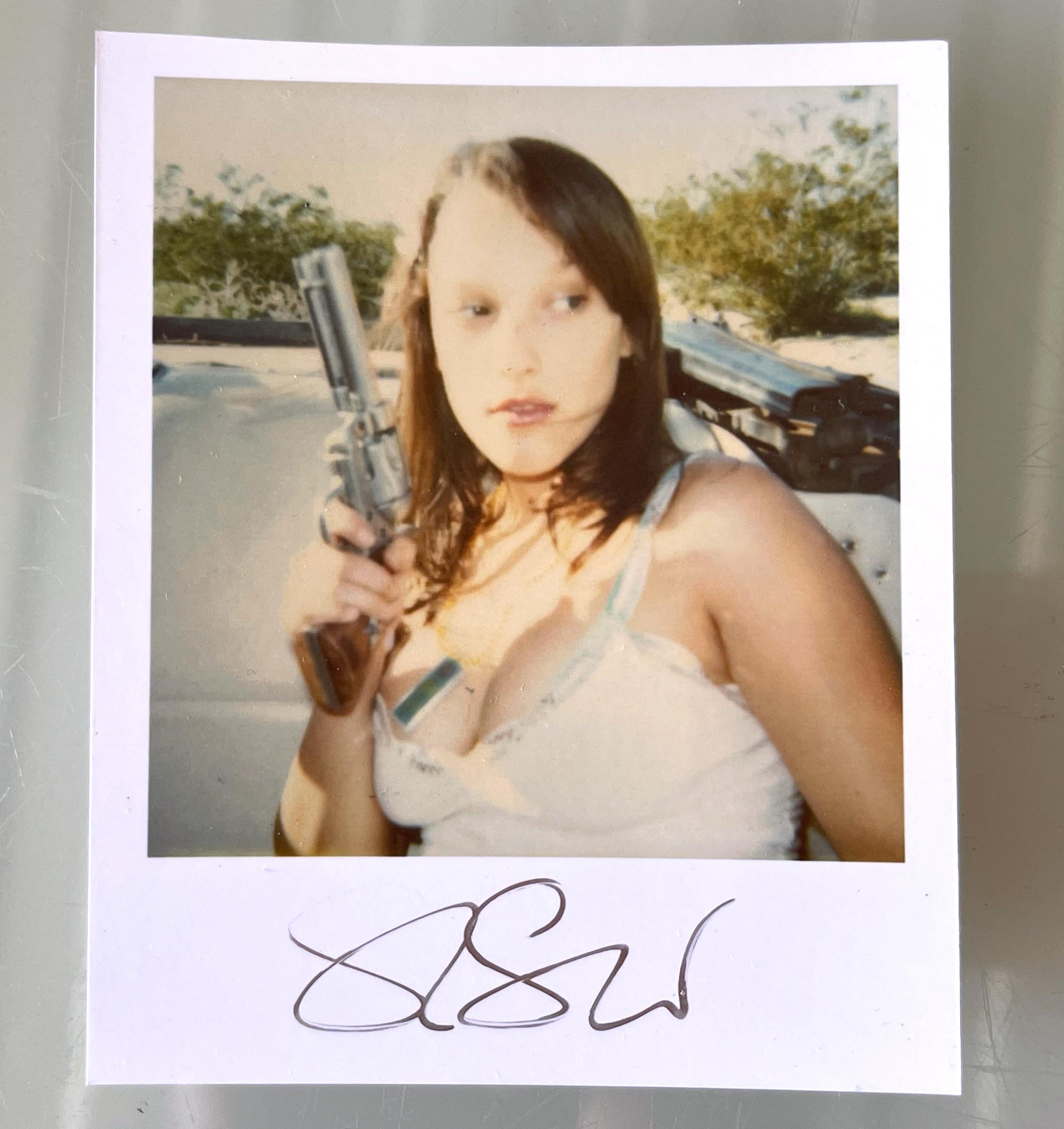 Stefanie Schneider's Mini
Six Shooter (Till Death Do Us Part) - 2005
featuring Austin Tate

signed in front, not mounted. 
Digital Color Photographs based on a Polaroid. 

Polaroid sized open Editions 1999-2023
10.7 x 8.8cm (Image 7.9x7.7cm)