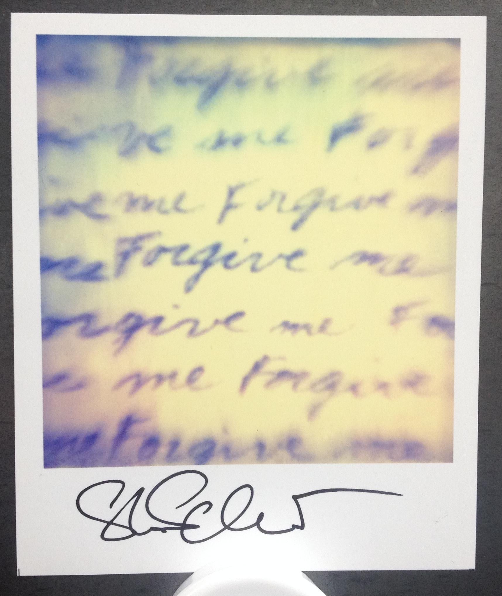 Stefanie Schneider Polaroid sized unlimited Mini 
Forgive me
 - 2006 - 

signed in front, not mounted. 
1 Digital Color Photographs based on a Polaroid. 

Polaroid sized open Editions 1999-2016
10.7 x 8.8cm (Image 7.9x7.7cm) each.

Stefanie