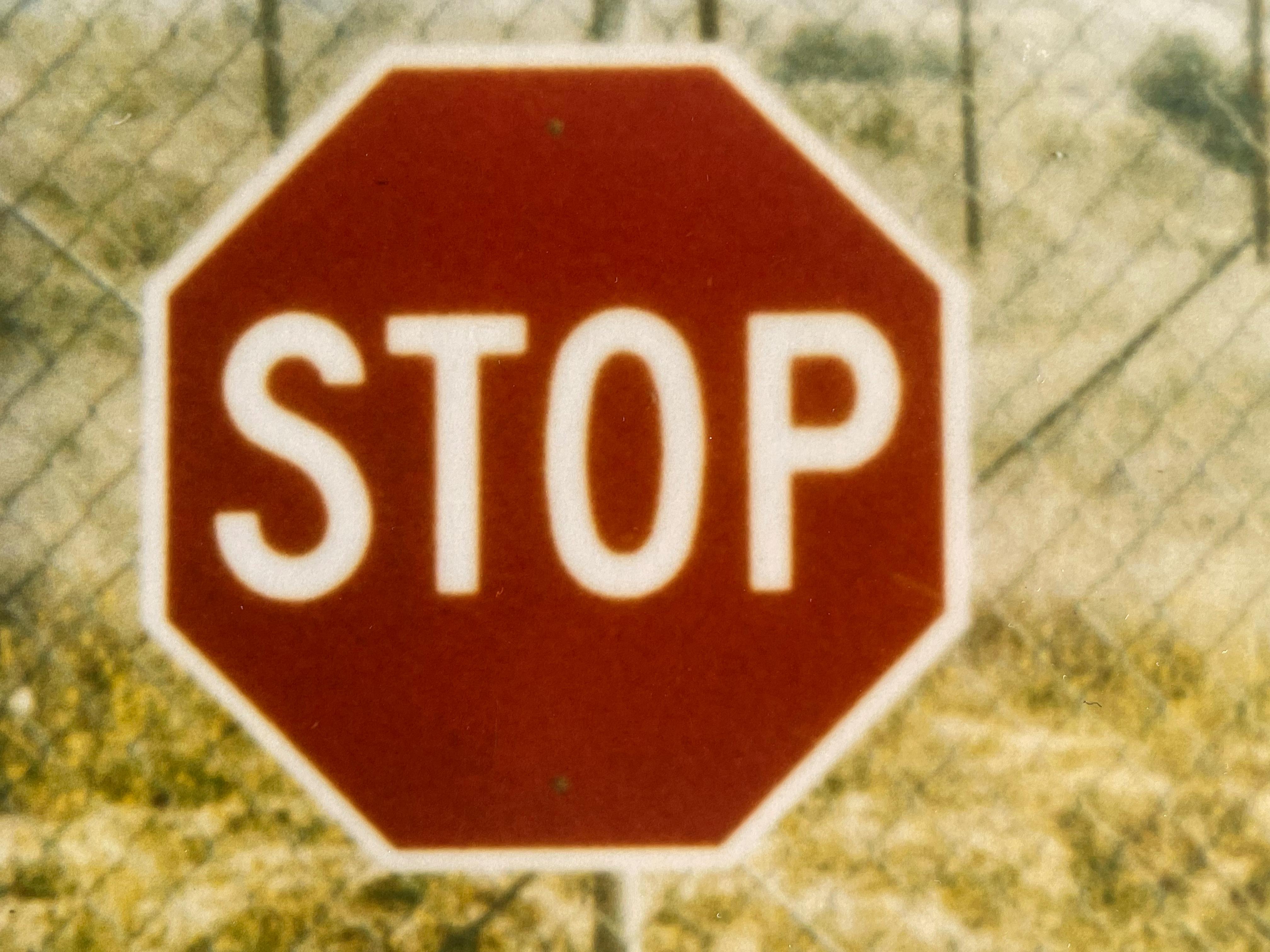 Stop (Drive to the Desert) - 1999

44x59cm, 
Edition of 5 plus 2 Artist Proofs. 
Analog C-Print, hand-printed by the artist, based on the original Polaroid. 
Signed on verso with Certificate. 
Artist Inventory #225. 
Not mounted. 

Stefanie
