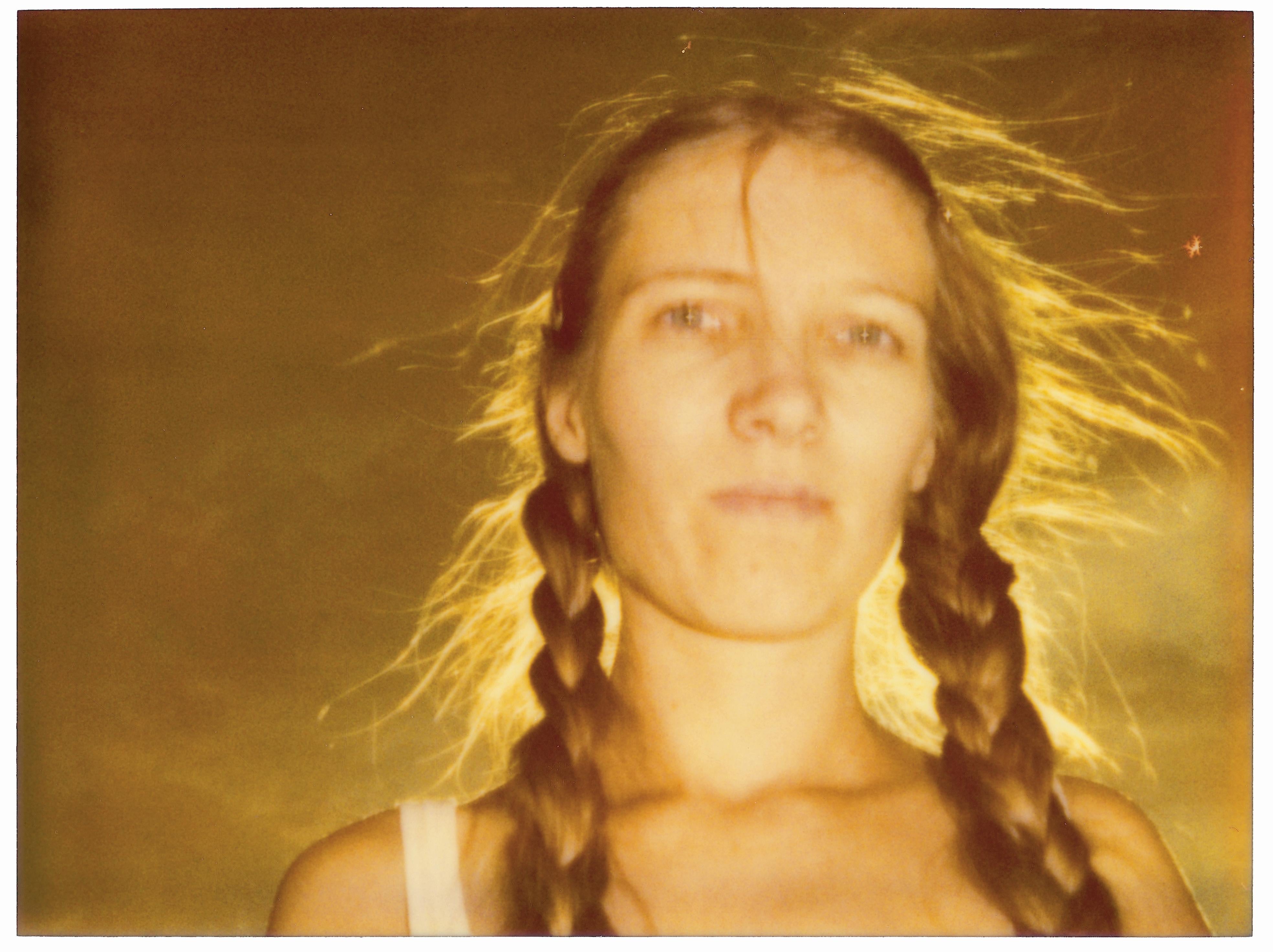 Stefanie Schneider Portrait Photograph - Sunday, Late Afternoon, Ojai building rooftop (California Blue Screen) - analog