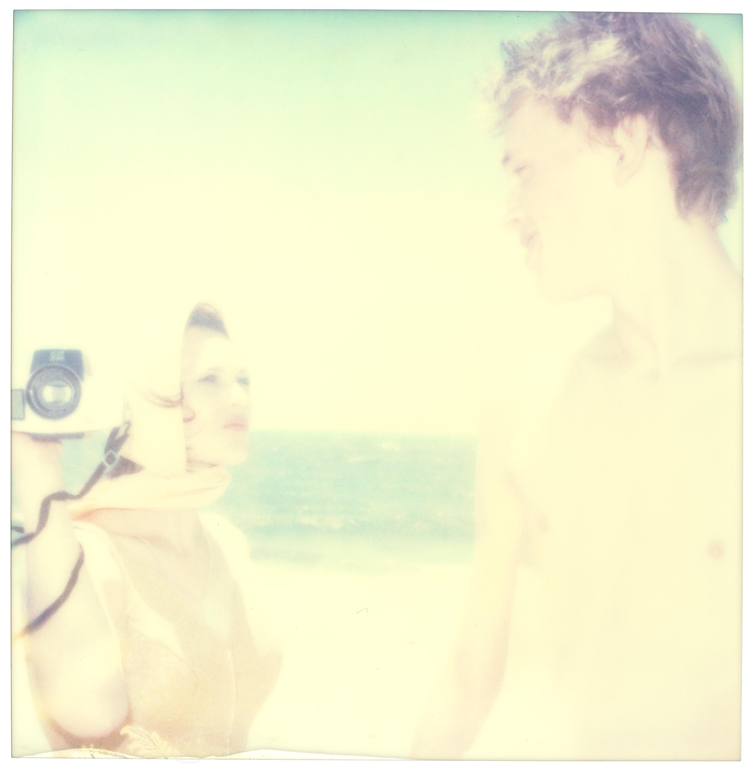 The Diva and the Boy (Beachshoot) - 9 pieces - Polaroid, Vintage, Contemporary - Beige Color Photograph by Stefanie Schneider