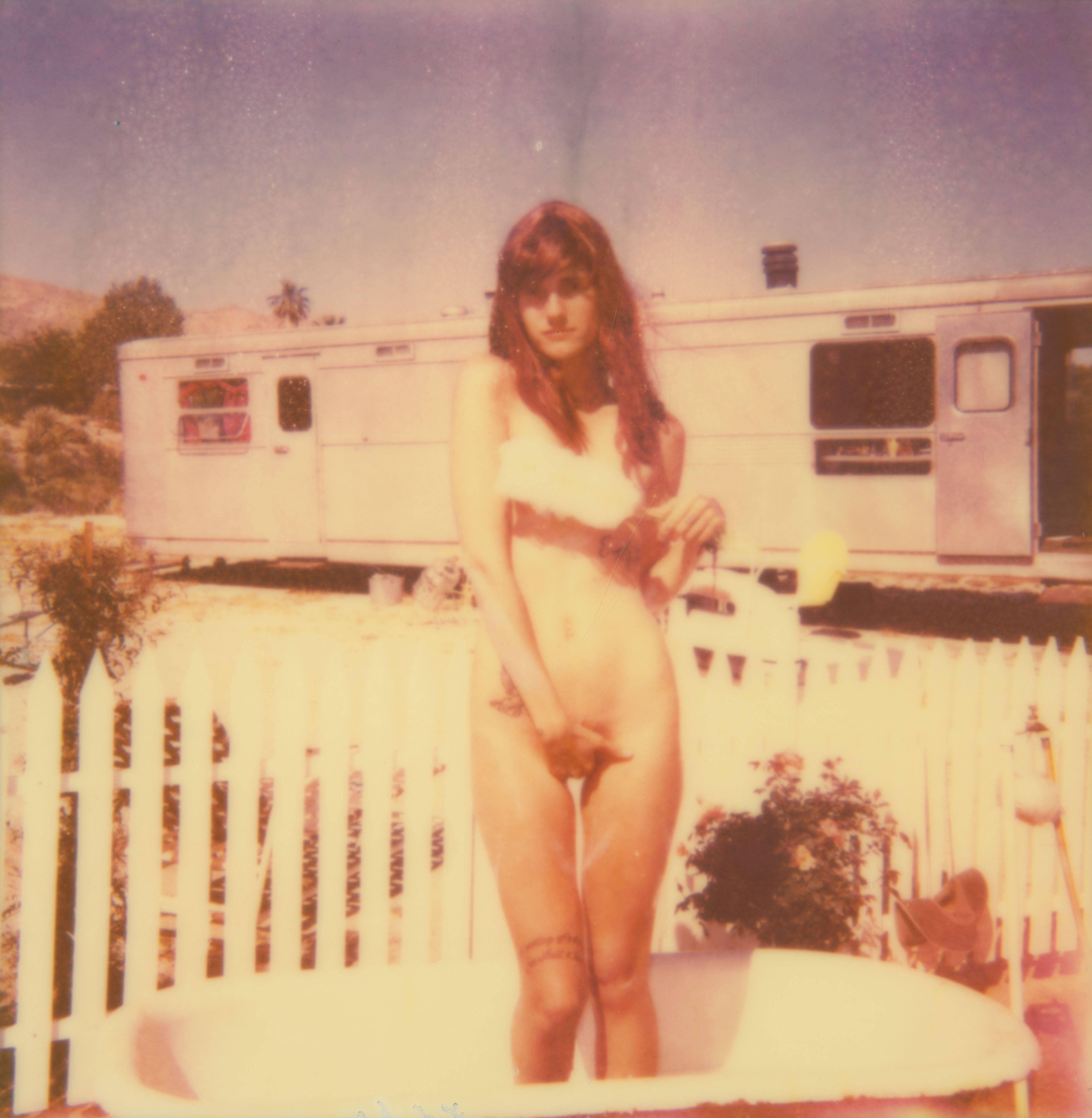 Stefanie Schneider Color Photograph - The Girl II (Behind the White Picket Fence) - based on a Polaroid, analog, color