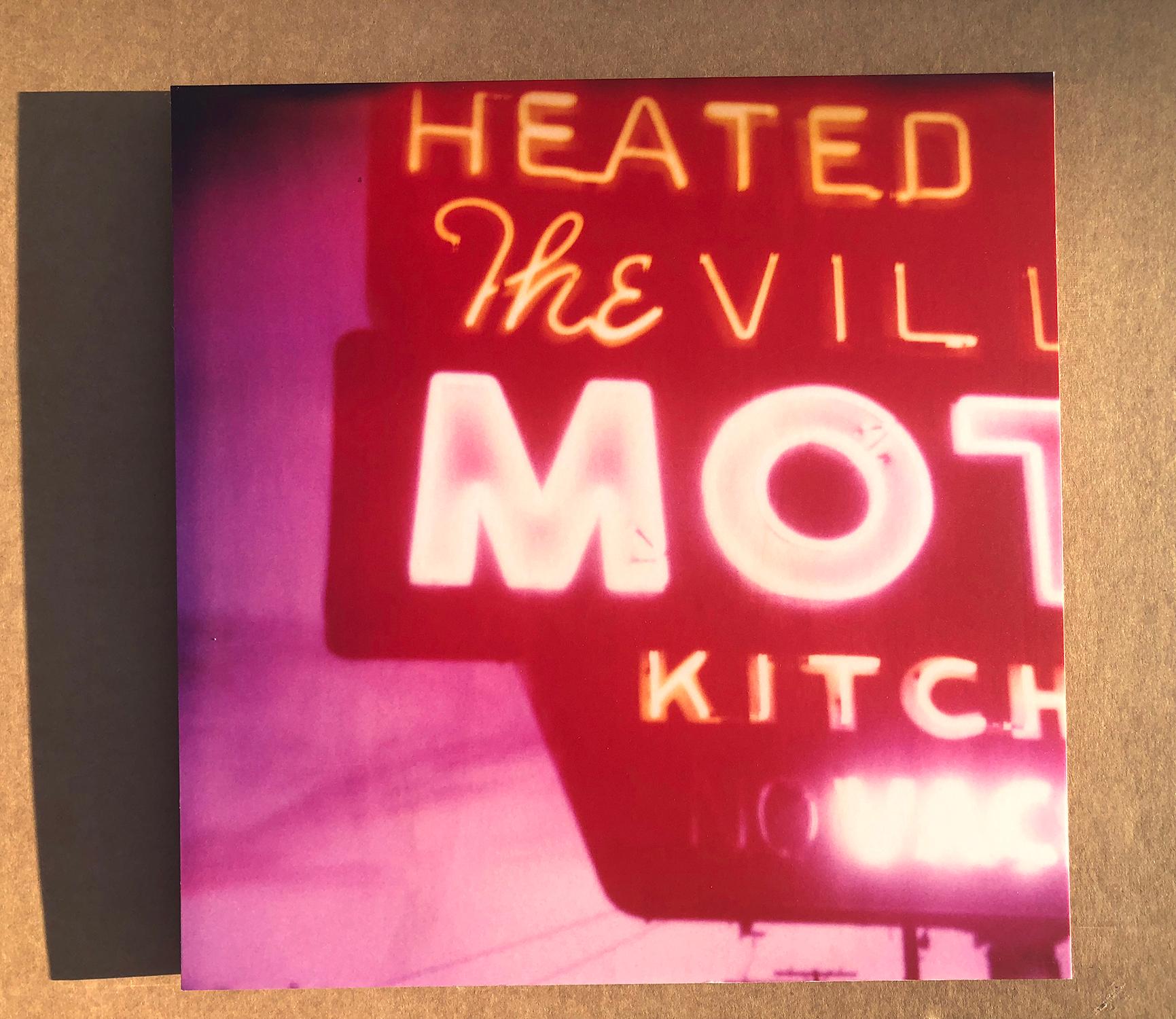 The Village Motel Sunset (The Last Picture Show), analog, mounted - Photograph by Stefanie Schneider