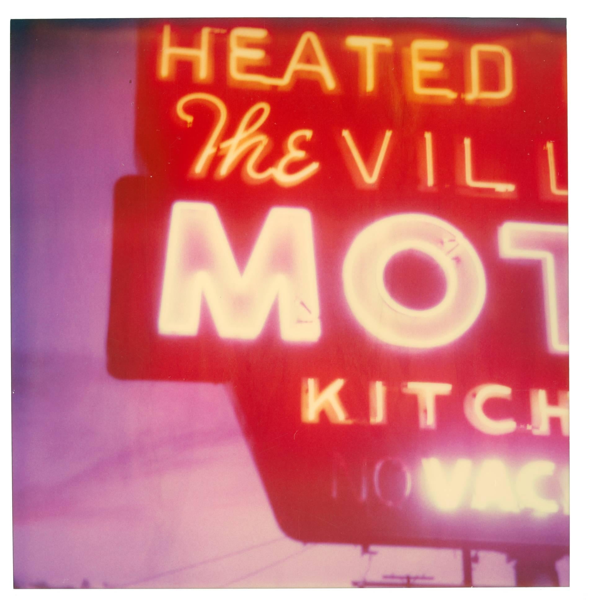 Stefanie Schneider Landscape Photograph - The Village Motel Sunset (The Last Picture Show), analog, mounted