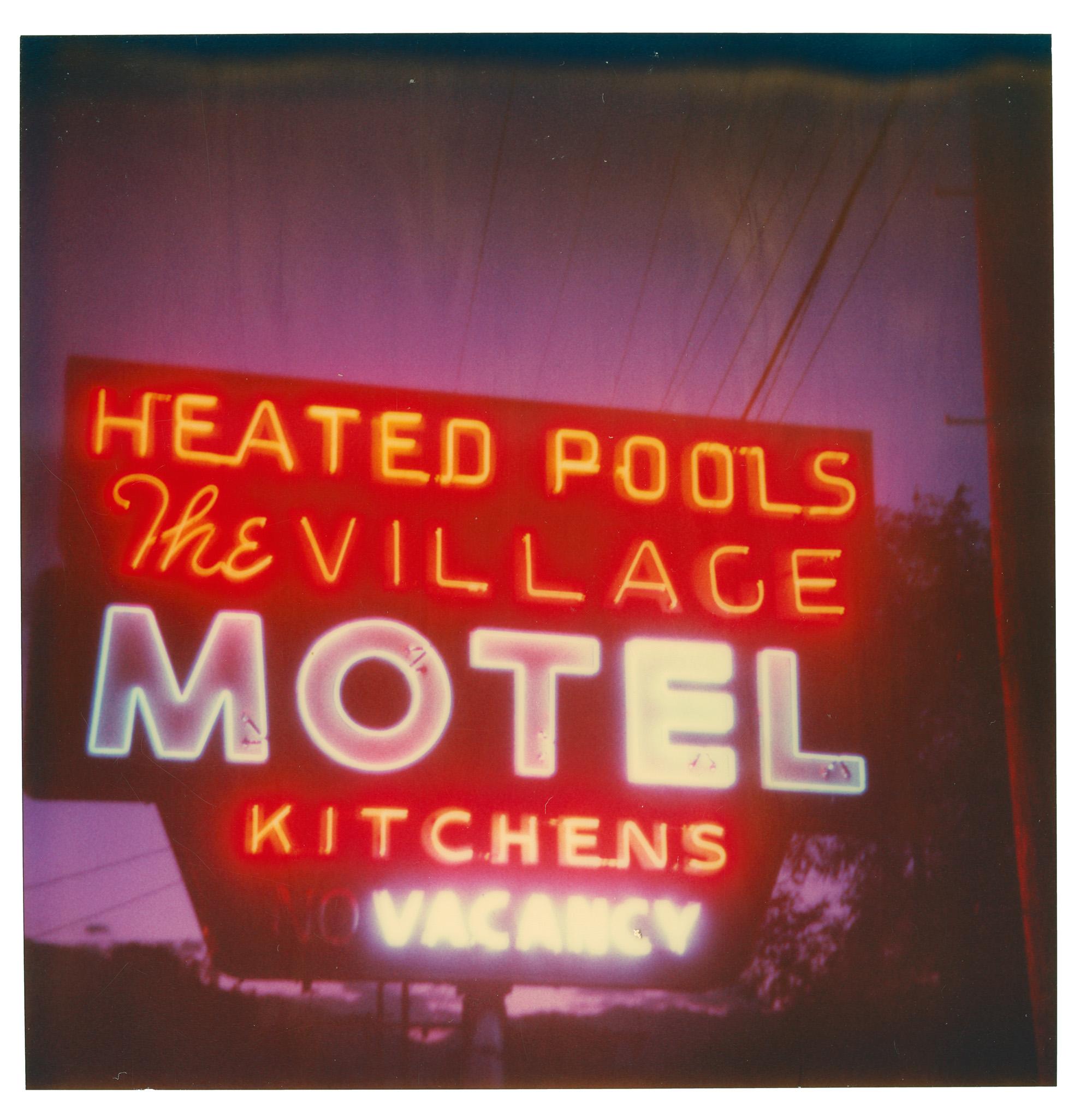 Stefanie Schneider Landscape Photograph - Village - heated Pool (The Last Picture Show), analog, mounted