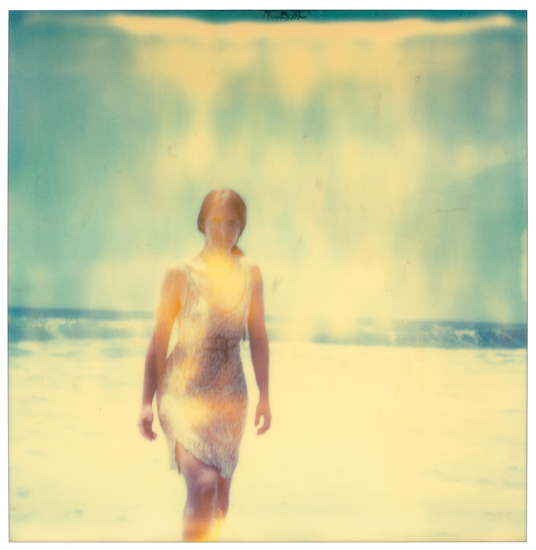 Woman in Malibu - Polaroid, analog, 21st Century, Woman - Beige Landscape Photograph by Stefanie Schneider