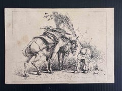 Antique The Man Resting - Lithograph by Stefano Bruzzi - 1850s