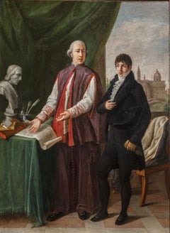 Retrato figurativo masculino histórico religioso romano del siglo XIX