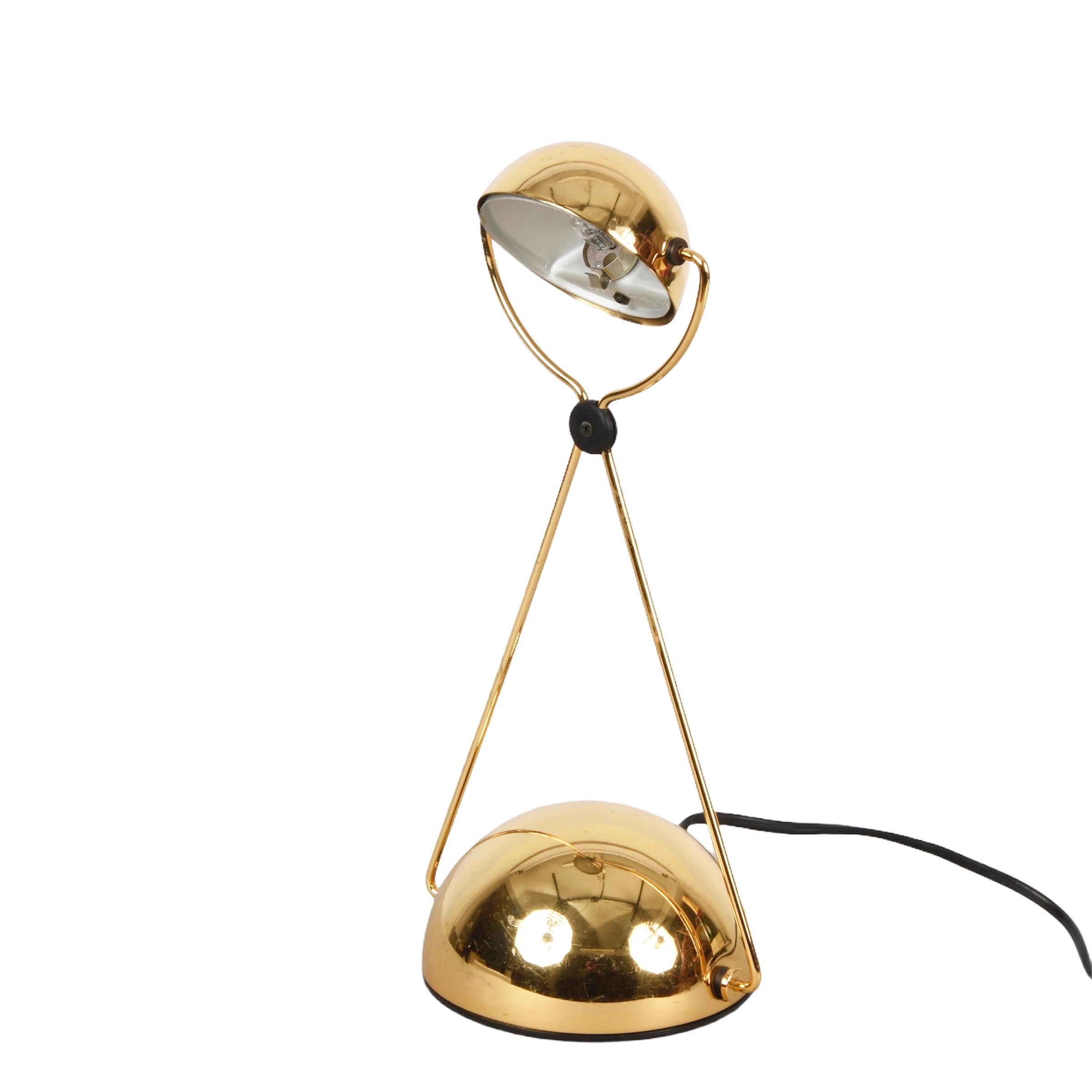 Stefano Cevoli Midcentury Gold-Plated Metal Italian Table Lamp 'Meridiana' 1980s For Sale 5