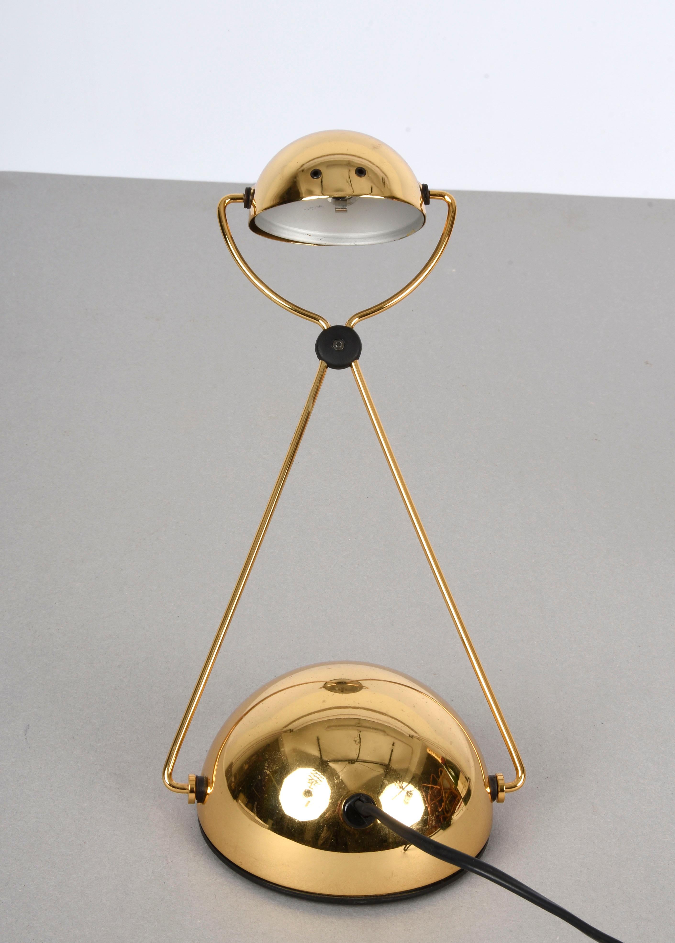Stefano Cevoli Midcentury Gold-Plated Metal Italian Table Lamp 'Meridiana' 1980s For Sale 6
