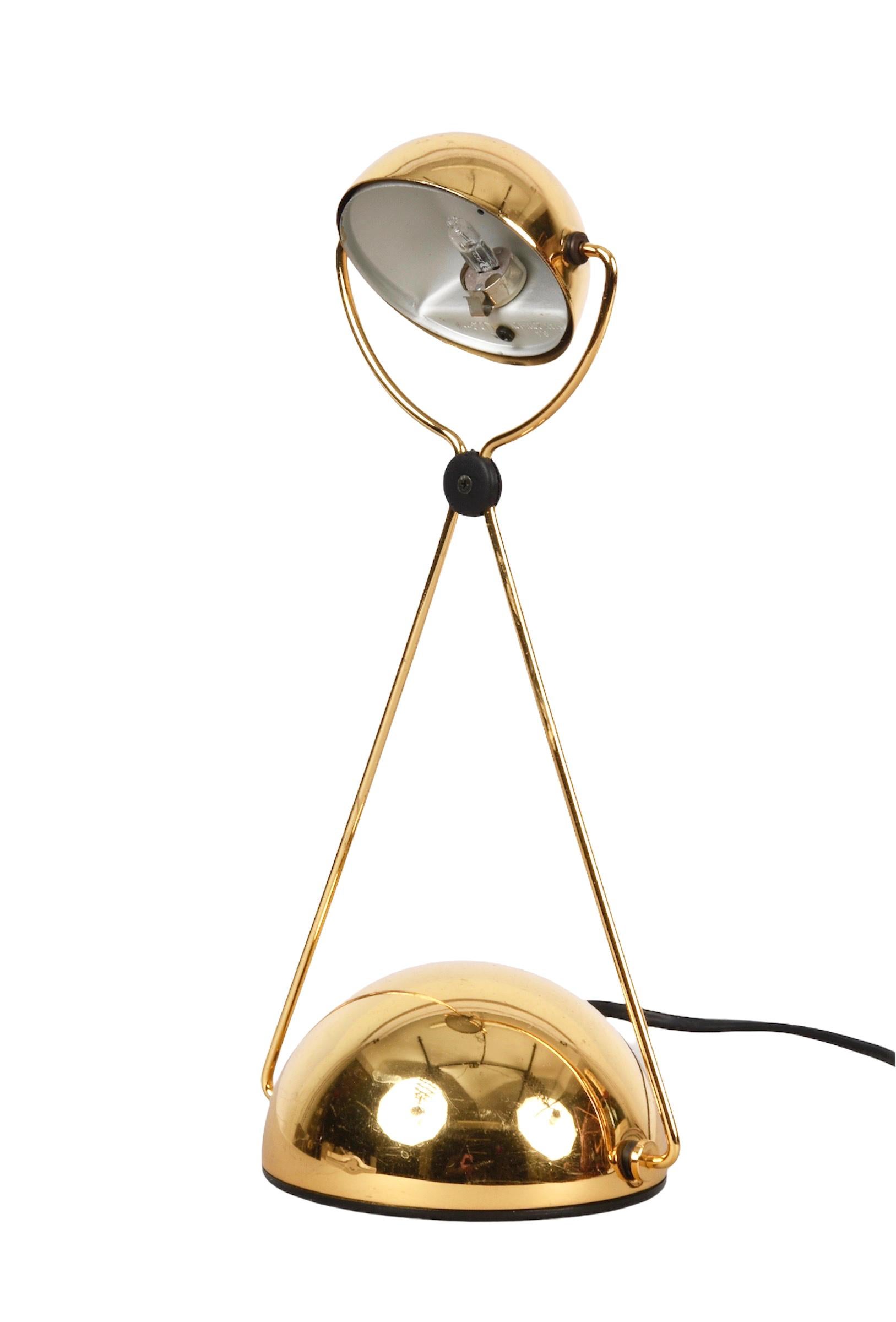 Stefano Cevoli Midcentury Gold-Plated Metal Italian Table Lamp 'Meridiana' 1980s For Sale 7