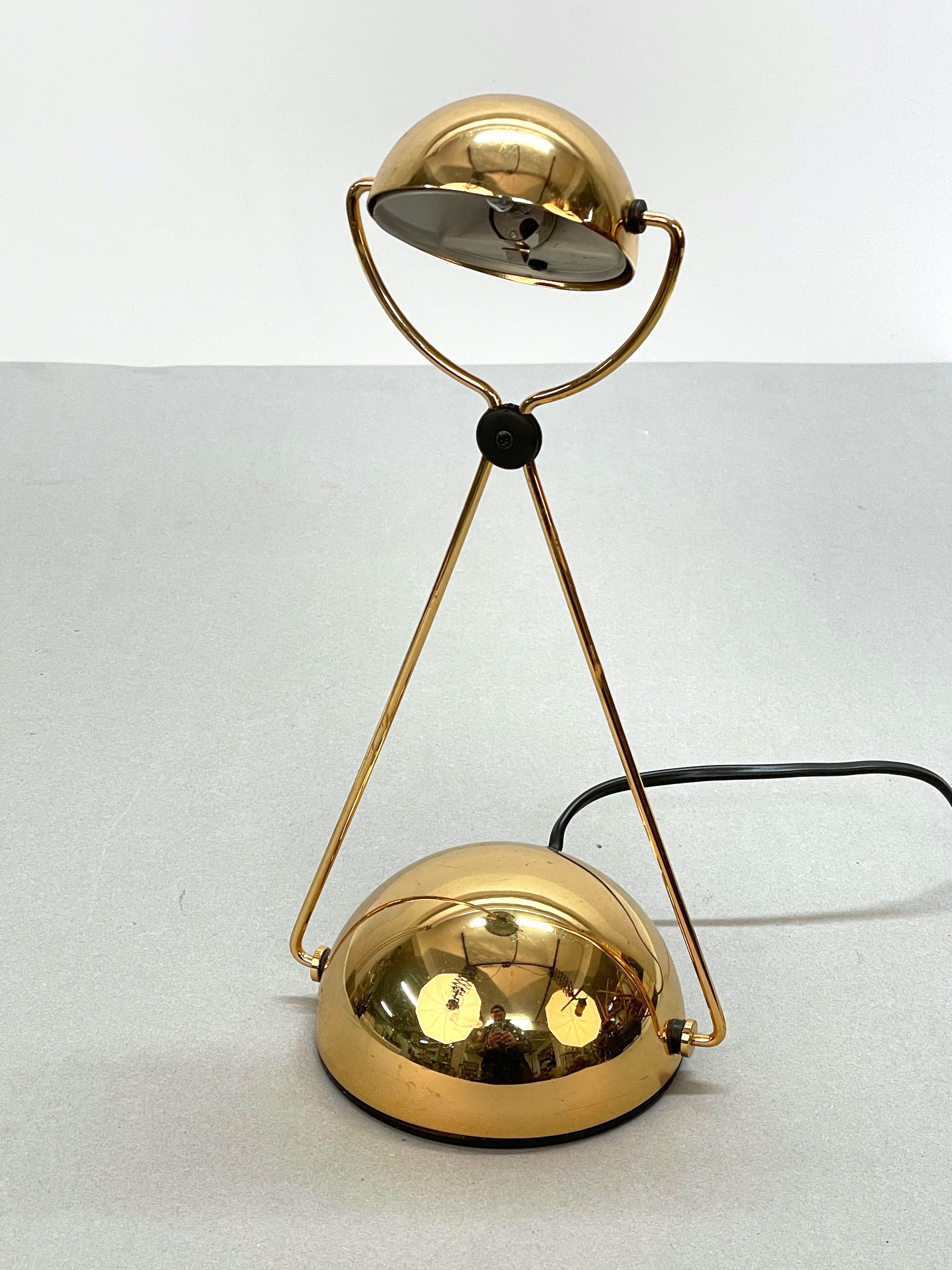 Stefano Cevoli Midcentury Gold-Plated Metal Italian Table Lamp 'Meridiana' 1980s For Sale 8