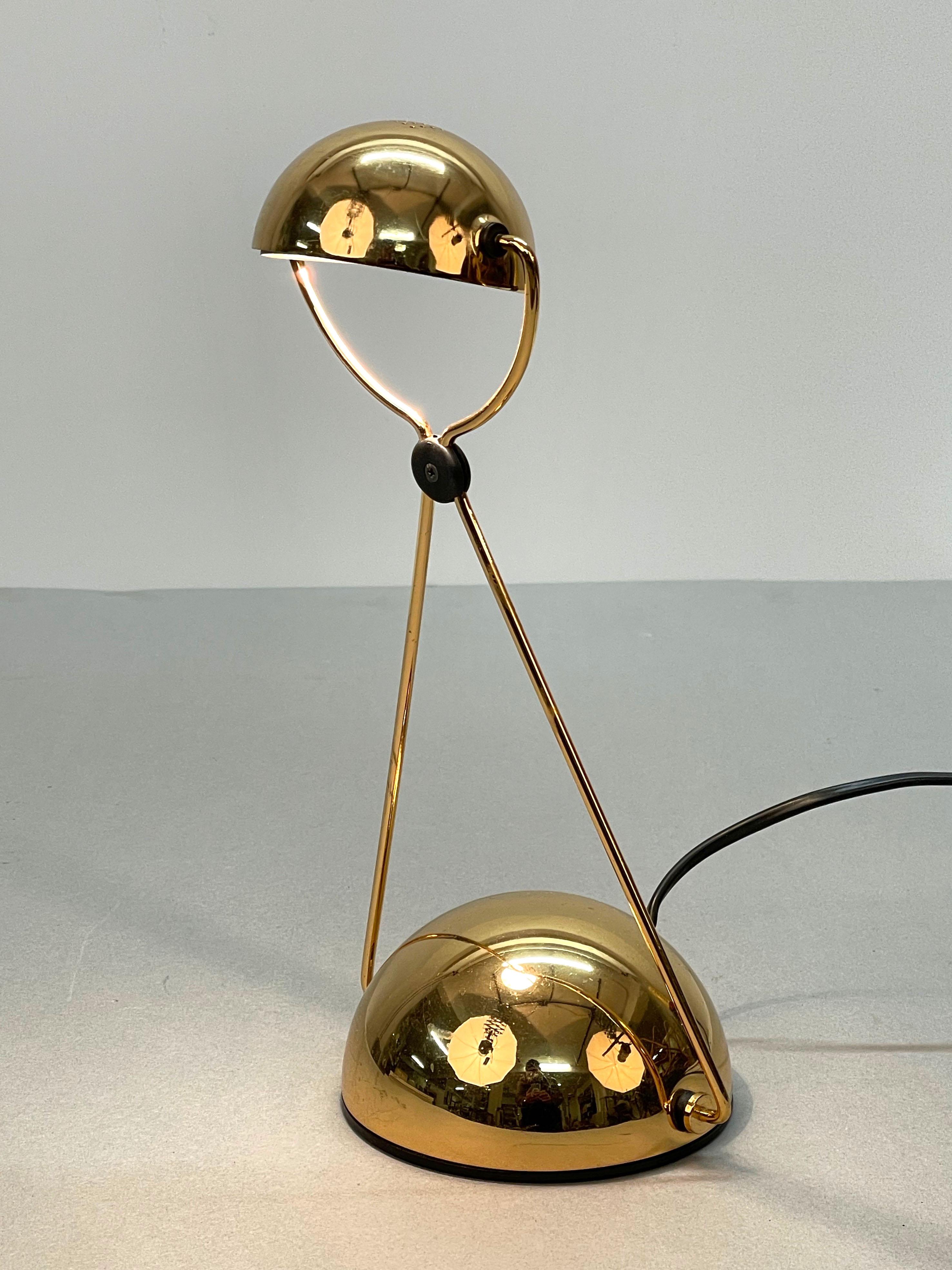 Stefano Cevoli Midcentury Gold-Plated Metal Italian Table Lamp 'Meridiana' 1980s For Sale 9