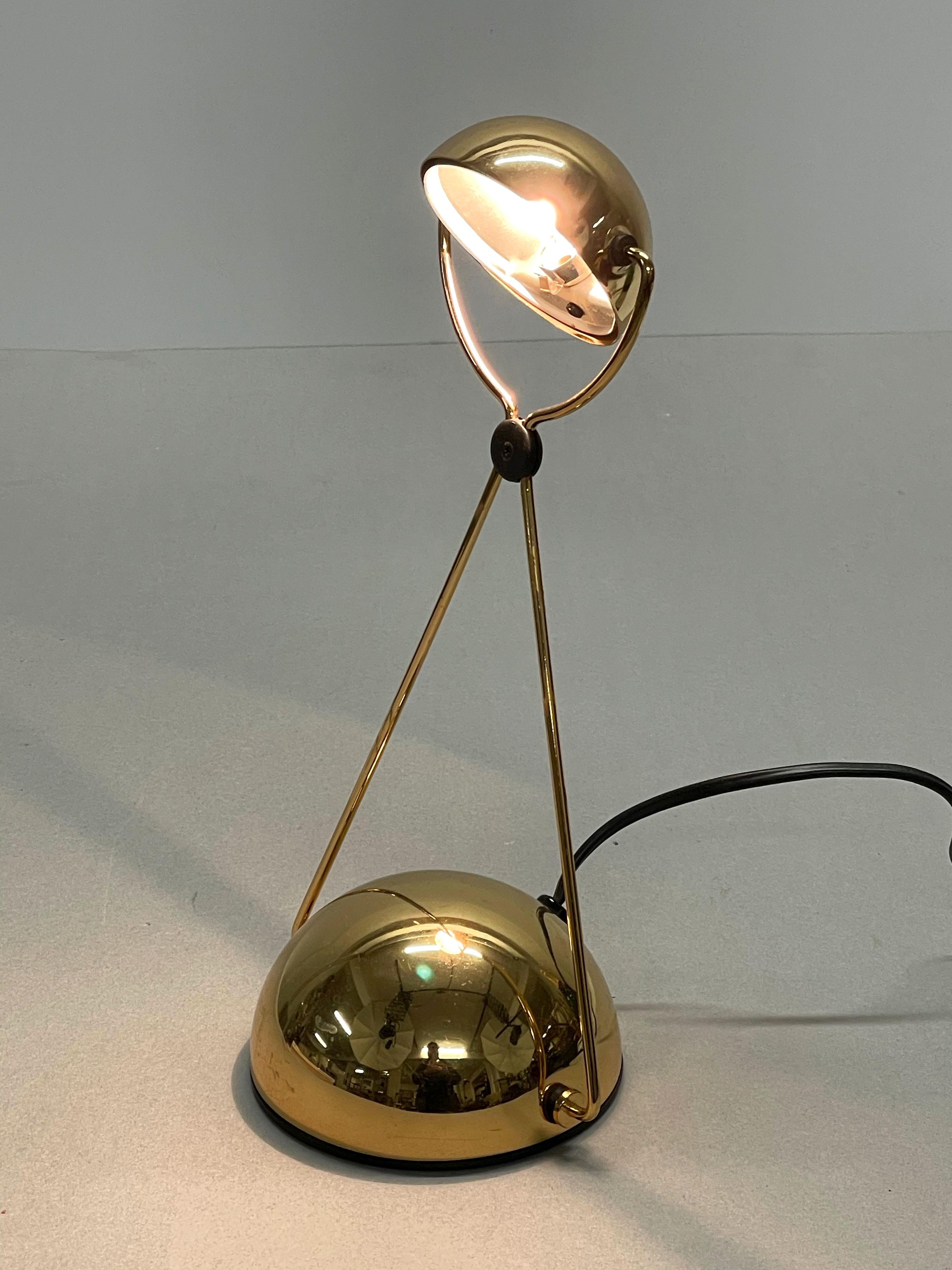 Stefano Cevoli Midcentury Gold-Plated Metal Italian Table Lamp 'Meridiana' 1980s For Sale 11