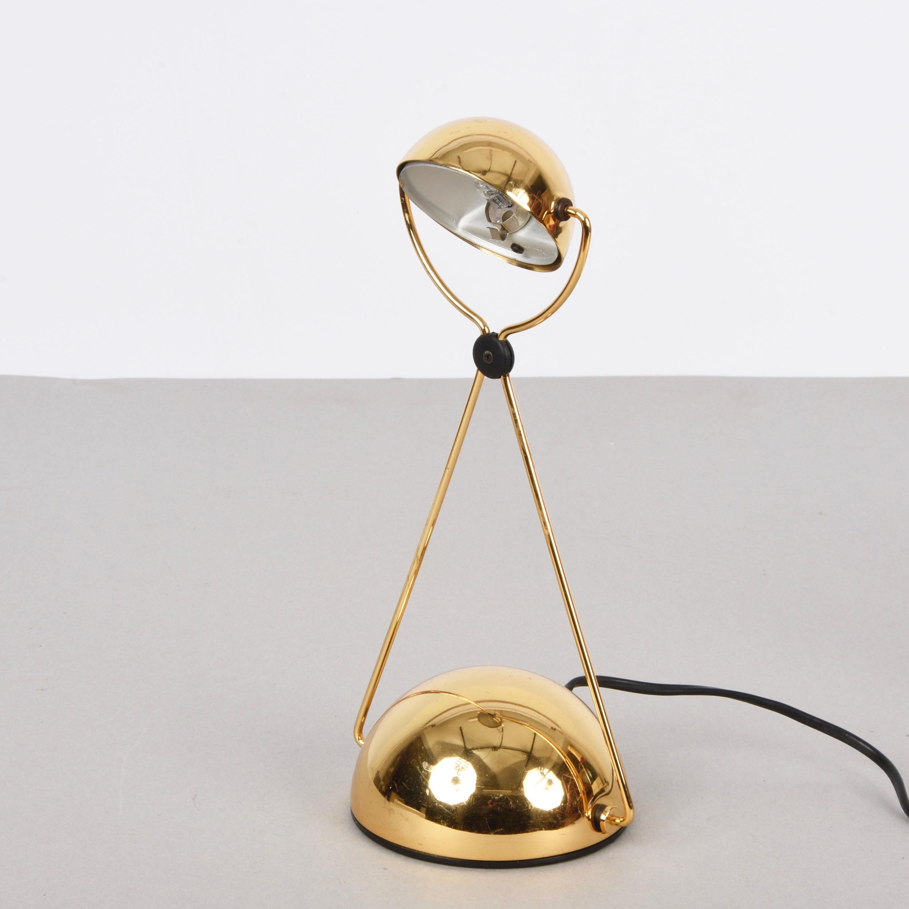 Mid-Century Modern Stefano Cevoli Midcentury Gold-Plated Metal Italian Table Lamp 'Meridiana' 1980s For Sale