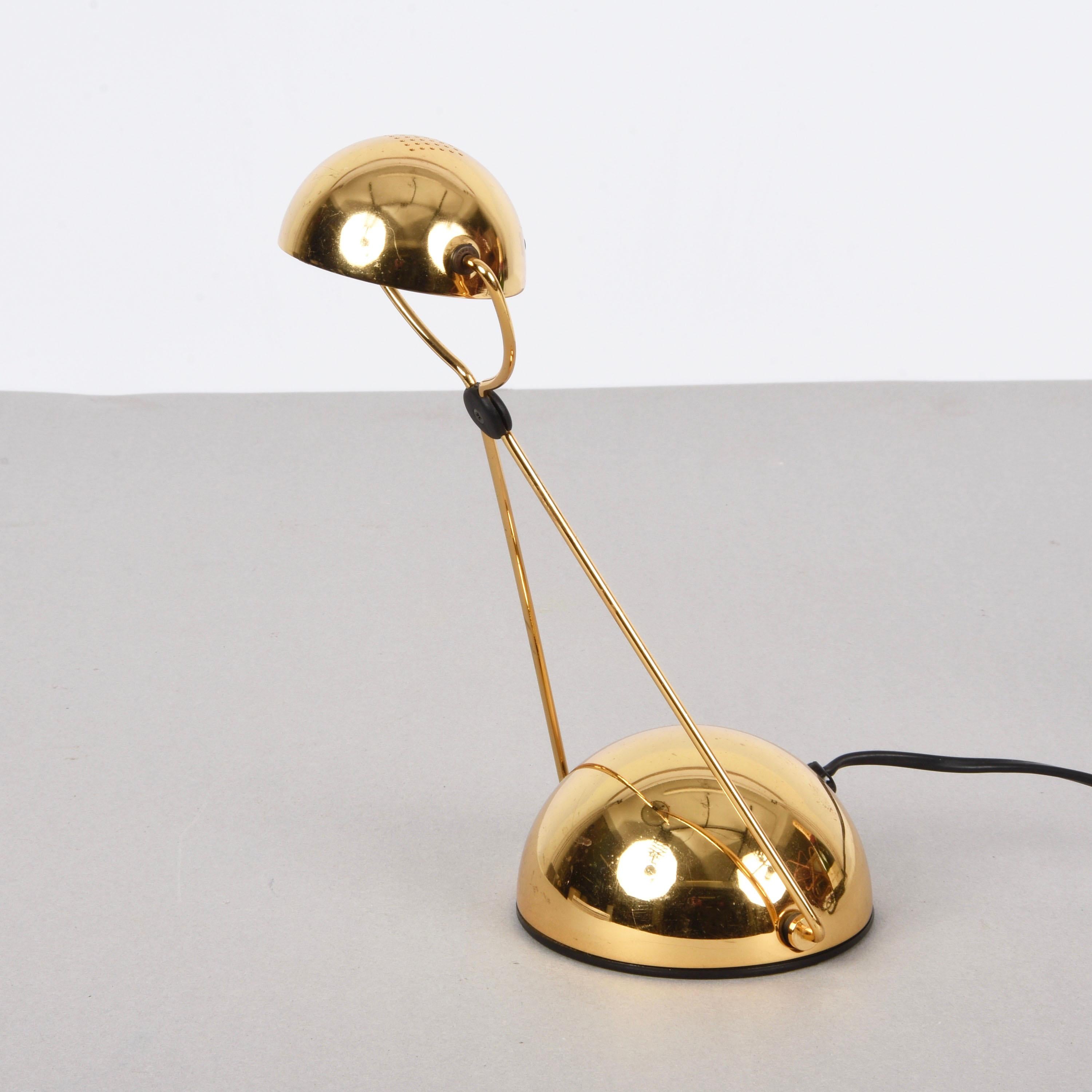 20th Century Stefano Cevoli Midcentury Gold-Plated Metal Italian Table Lamp 'Meridiana' 1980s For Sale