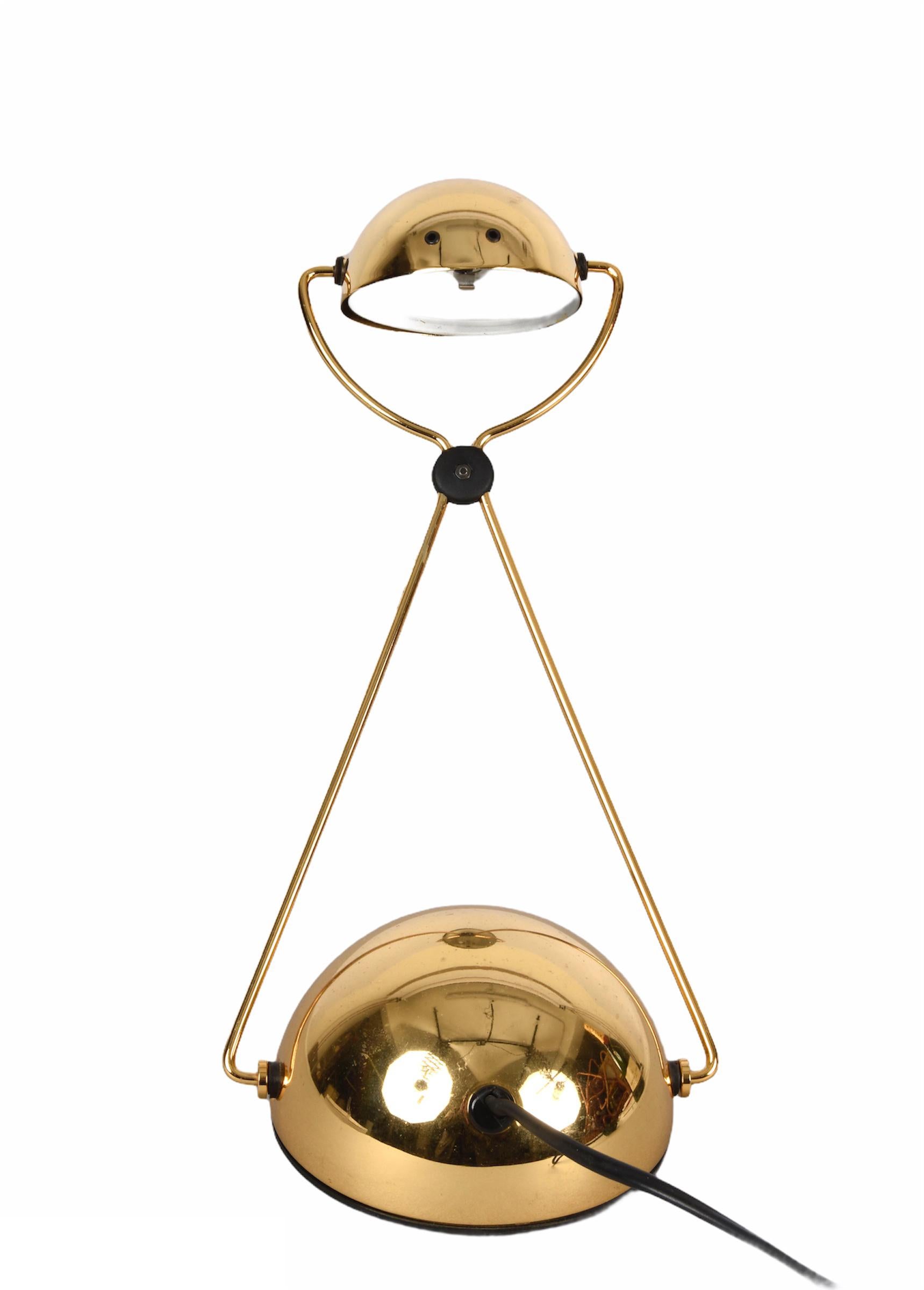 Stefano Cevoli Midcentury Gold-Plated Metal Italian Table Lamp 'Meridiana' 1980s For Sale 1