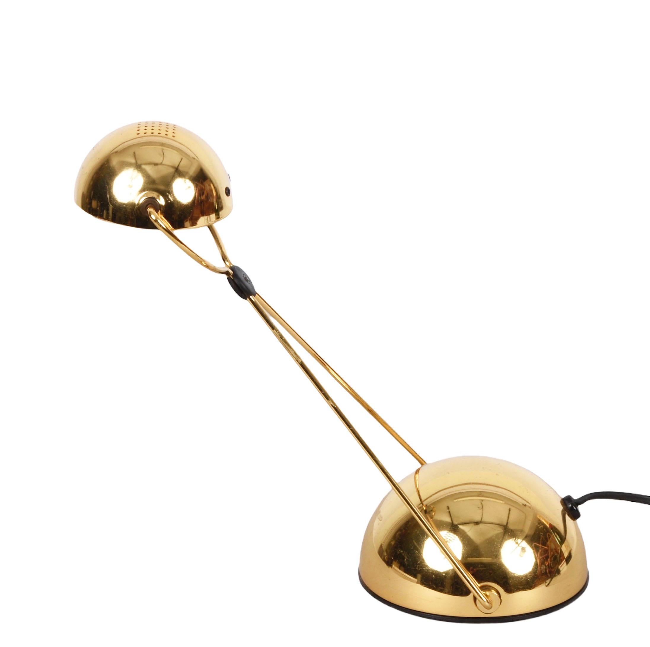 Stefano Cevoli Midcentury Gold-Plated Metal Italian Table Lamp 'Meridiana' 1980s For Sale 3