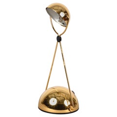Stefano Cevoli Midcentury Gold-Plated Metal Italian Table Lamp 'Meridiana' 1980s