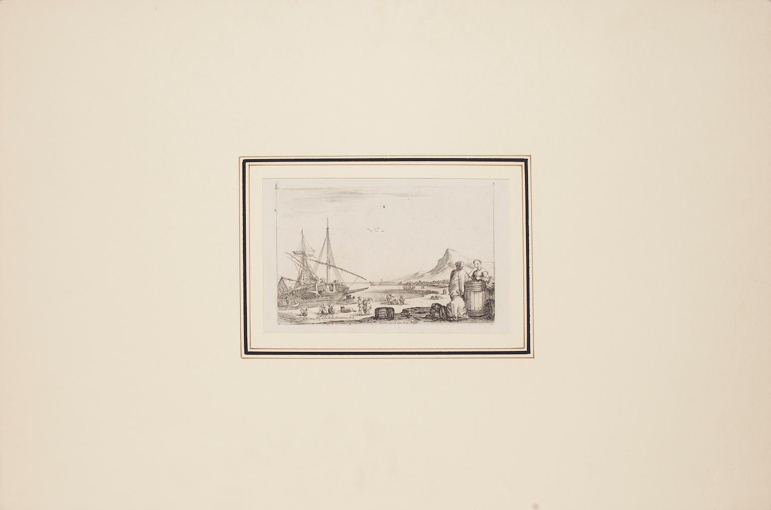 Harbor - Gravure de Stefano Della Bella - 17ème siècle en vente 1