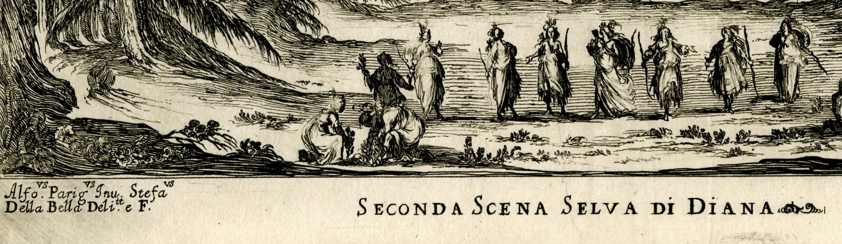 Scena II, Le Nozze Degli Dei - Landscape Print Beige di Stefano Della Bella